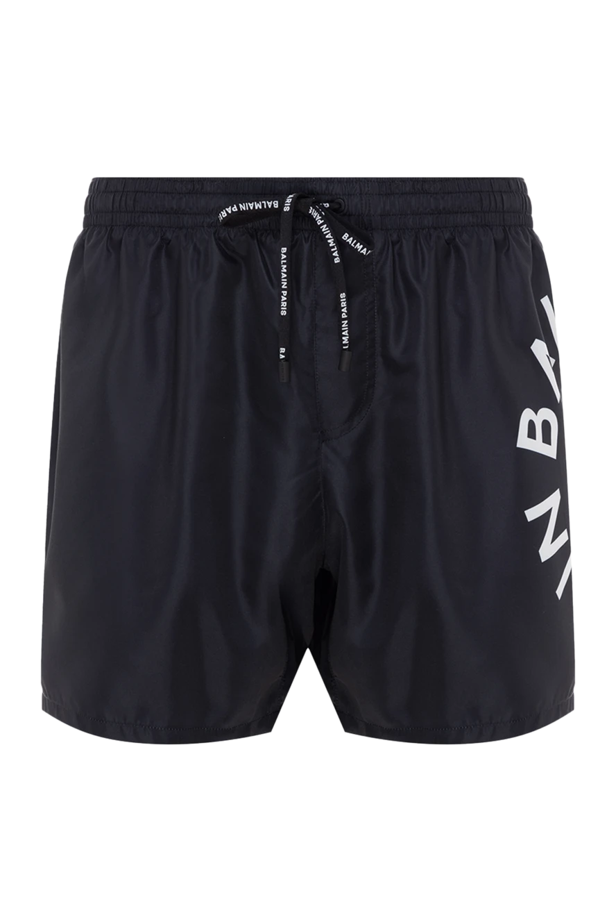 Balmain Men's black polyester beach shorts - brand logo. 100% polyester. Closure: drawstring. two front pockets. Country of manufacture: Italy. Care: specialized cleaning - photo 1