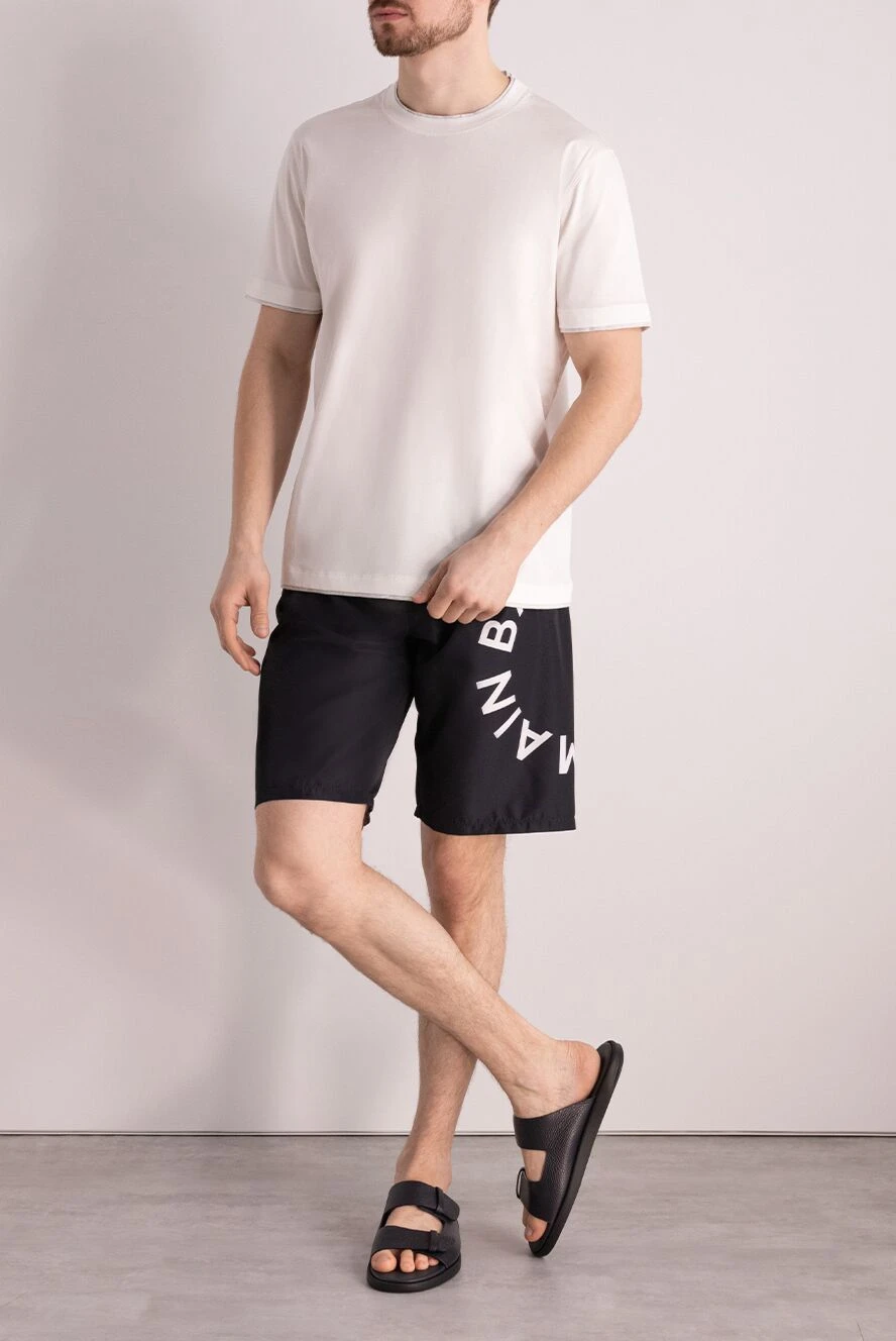 Shorts Maxi Balmain Paris Noir Et Blanc Taille 50 (tour De Taille 33 Pouces) - 100% Cupro, Occasion Très Bon état