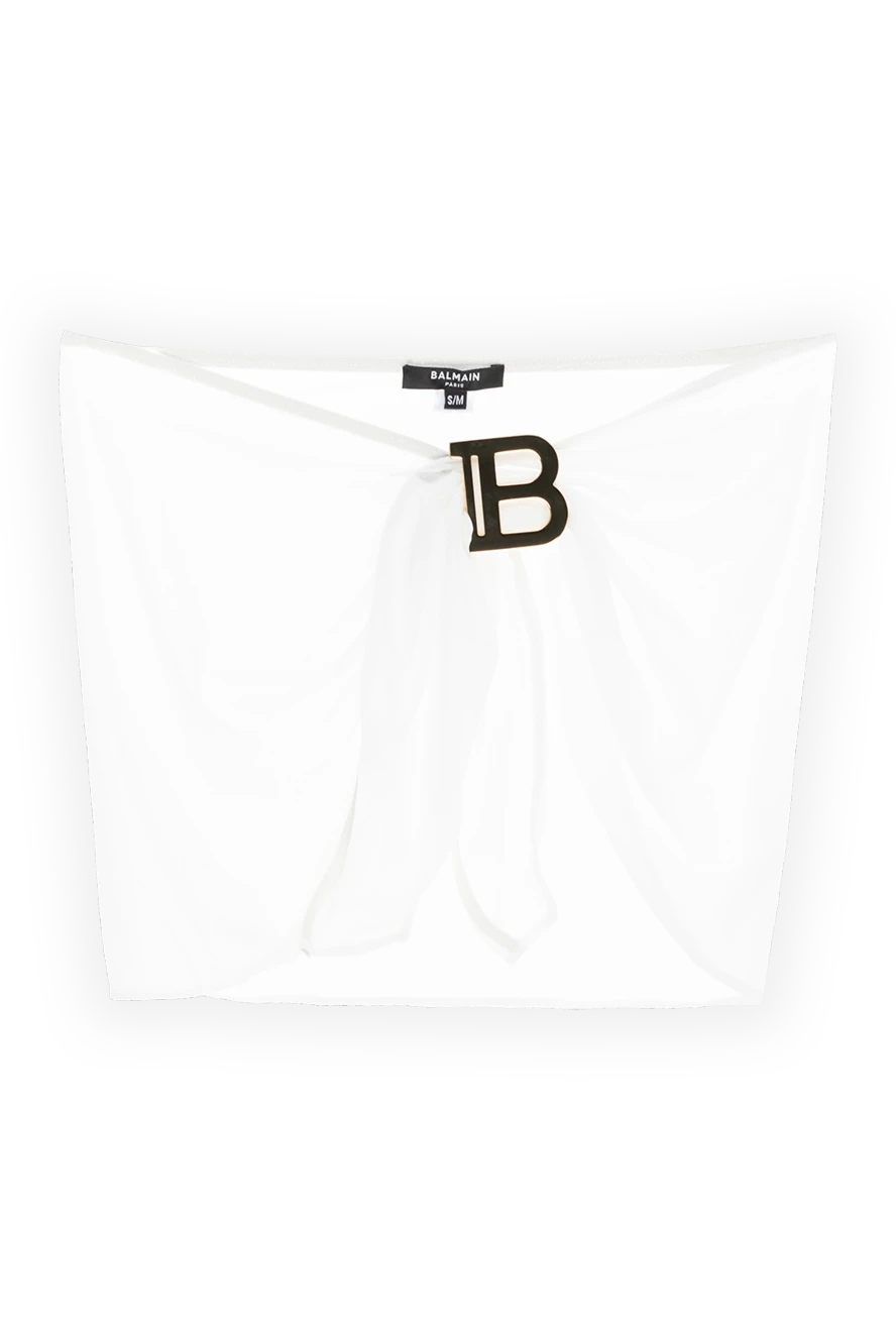 Balmain Women's white two-piece swimsuit made of polyamide and elastane - brand logo. 80% polyamide, 20% elastane. Country of manufacture: Italy. Care: specialized cleaning - photo 1