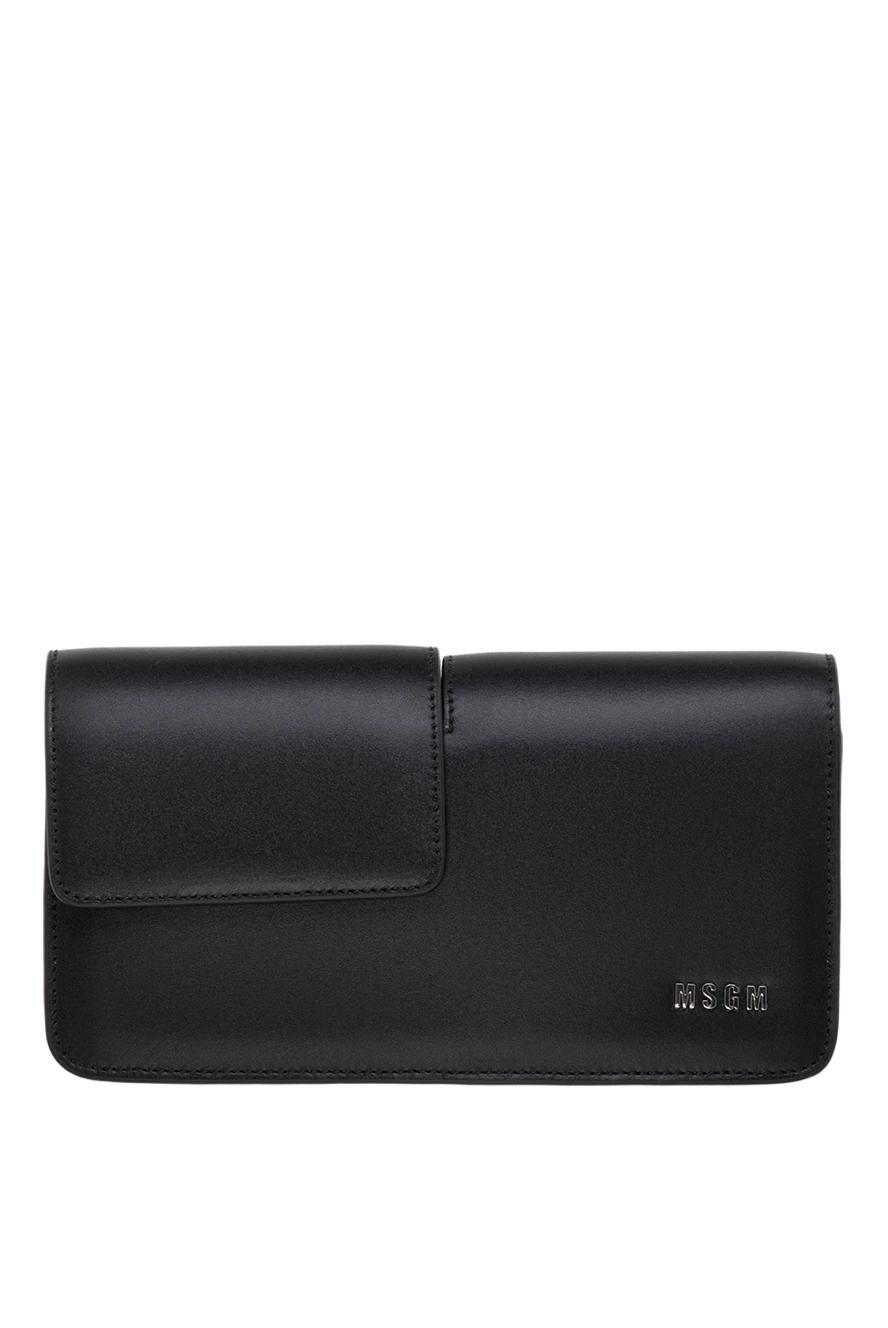 MSGM Black leather and polyurethane bag for women - brand logo. 50% genuine leather, 50% polyurethane. Country of manufacture: Italy. Care: specialized cleaning - photo 1