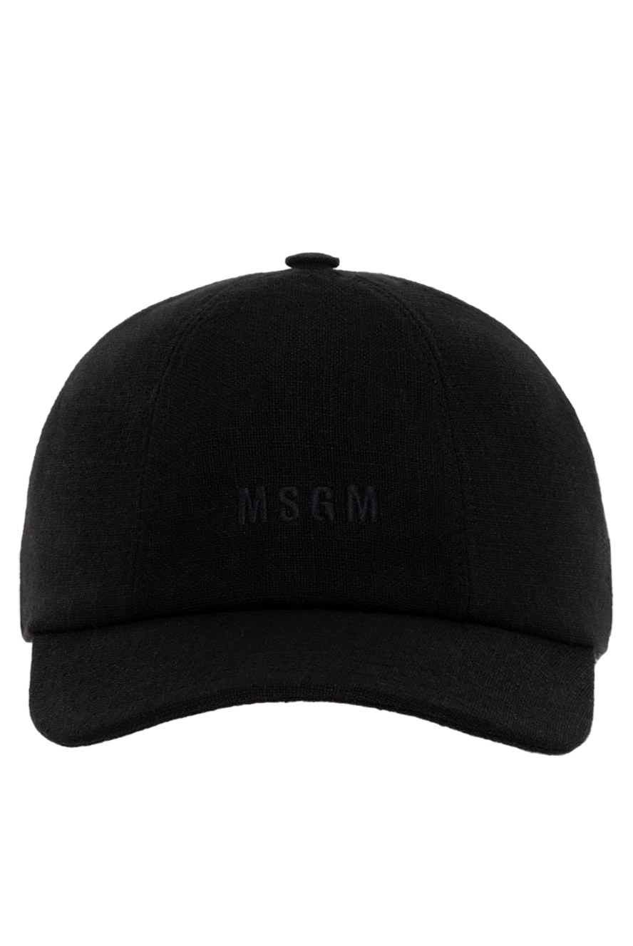 MSGM Women's cap made of viscose linen black - brand logo. 33% linen, 67% viscose. Country of manufacture: Italy. Care: specialized cleaning - photo 1