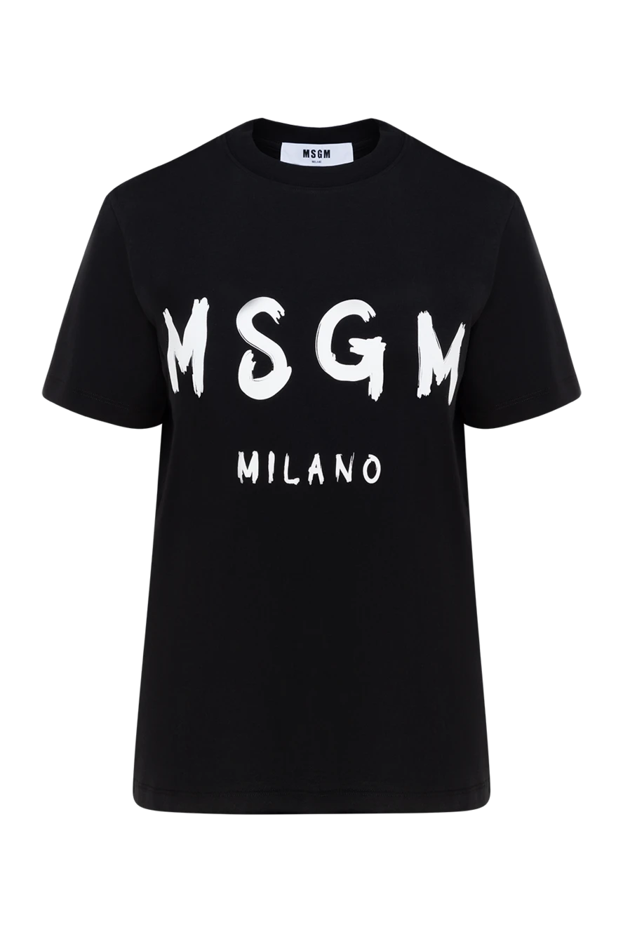 MSGM T-shirt for women black - brand logo. 100% cotton. Country of manufacture: Italy. Care: specialized cleaning - photo 1