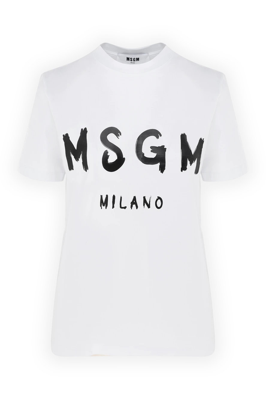 MSGM T-shirt for women white - brand logo. 100% cotton. Country of manufacture: Italy. Care: specialized cleaning - photo 1