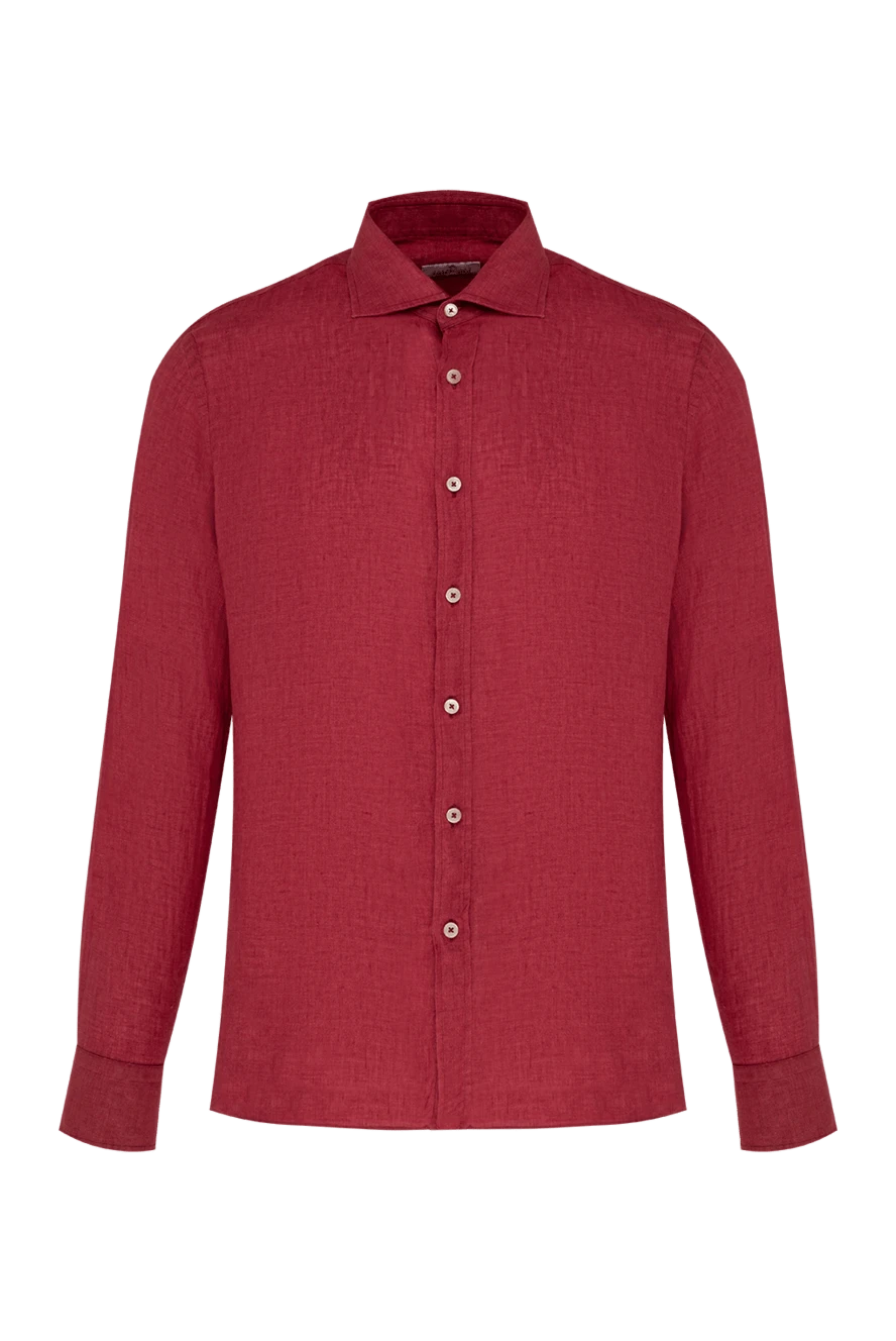 Alessandro Gherardi Men's linen shirt in burgundy - 100% linen. Closure: buttons. Country of manufacture: Italy. Care: specialized cleaning - photo 1