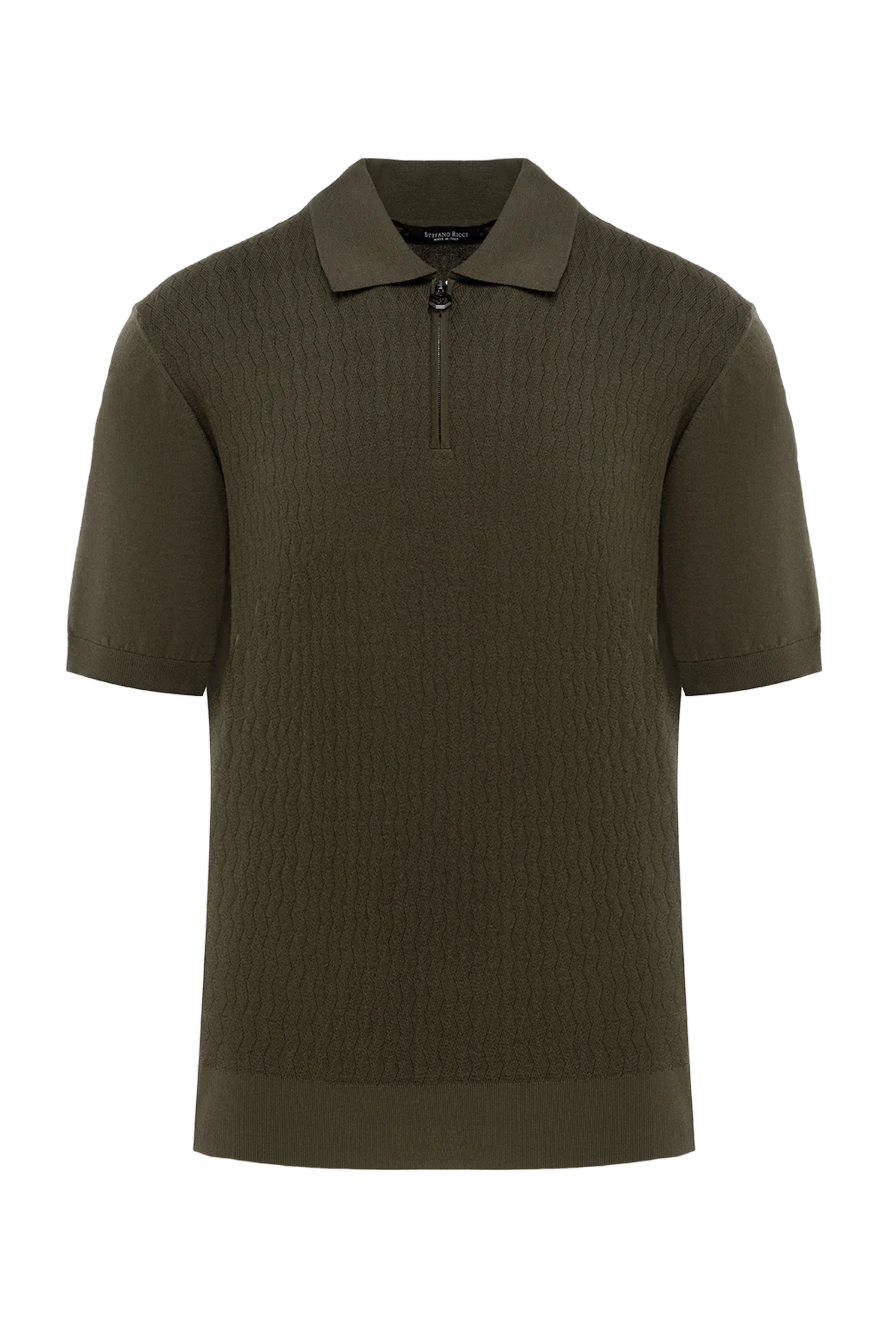 Stefano Ricci Поло мужское зеленое из шелка и хлопка - узор графический. 50% шелк, 50% хлопок. молния. Страна производитель: Италия. Уход: специализированная чистка - фото 1