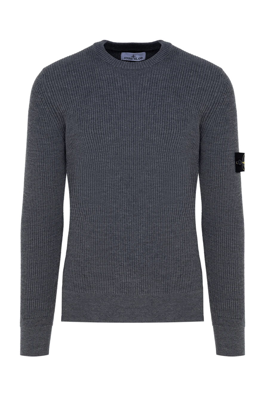 Stone Island Long sleeve woolen sweater for men gray - brand logo. 100% wool. Country of manufacture: Italy. Care: specialized cleaning - photo 1