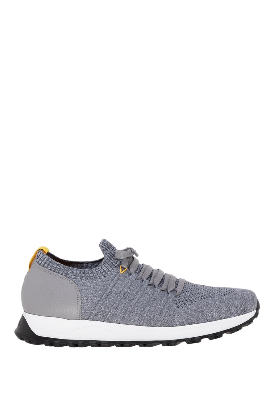 Doucal`s Sneakers made of textile and leather for men gray - contrast sole. 80% textiles, 100% genuine leather. Closure: laces. Country of manufacture: Italy. Care: specialized cleaning - photo 1