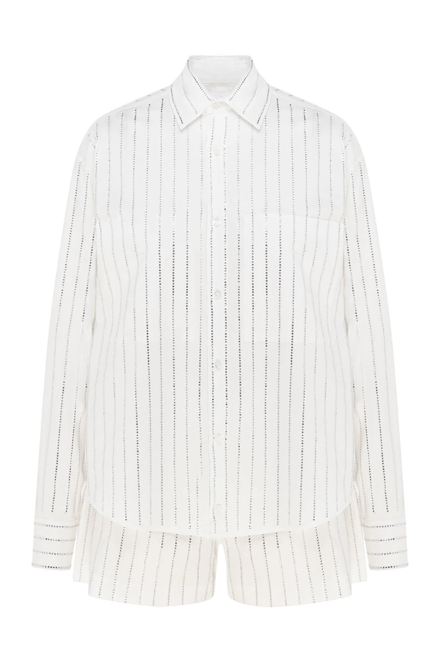 Giuseppe Di Morabito Suit with shorts made of cotton and elastane for women white - stripe pattern. 97% cotton, 3% elastane. Closure: buttons. one chest pocket. Country of manufacture: Italy. Care: specialized cleaning - photo 1