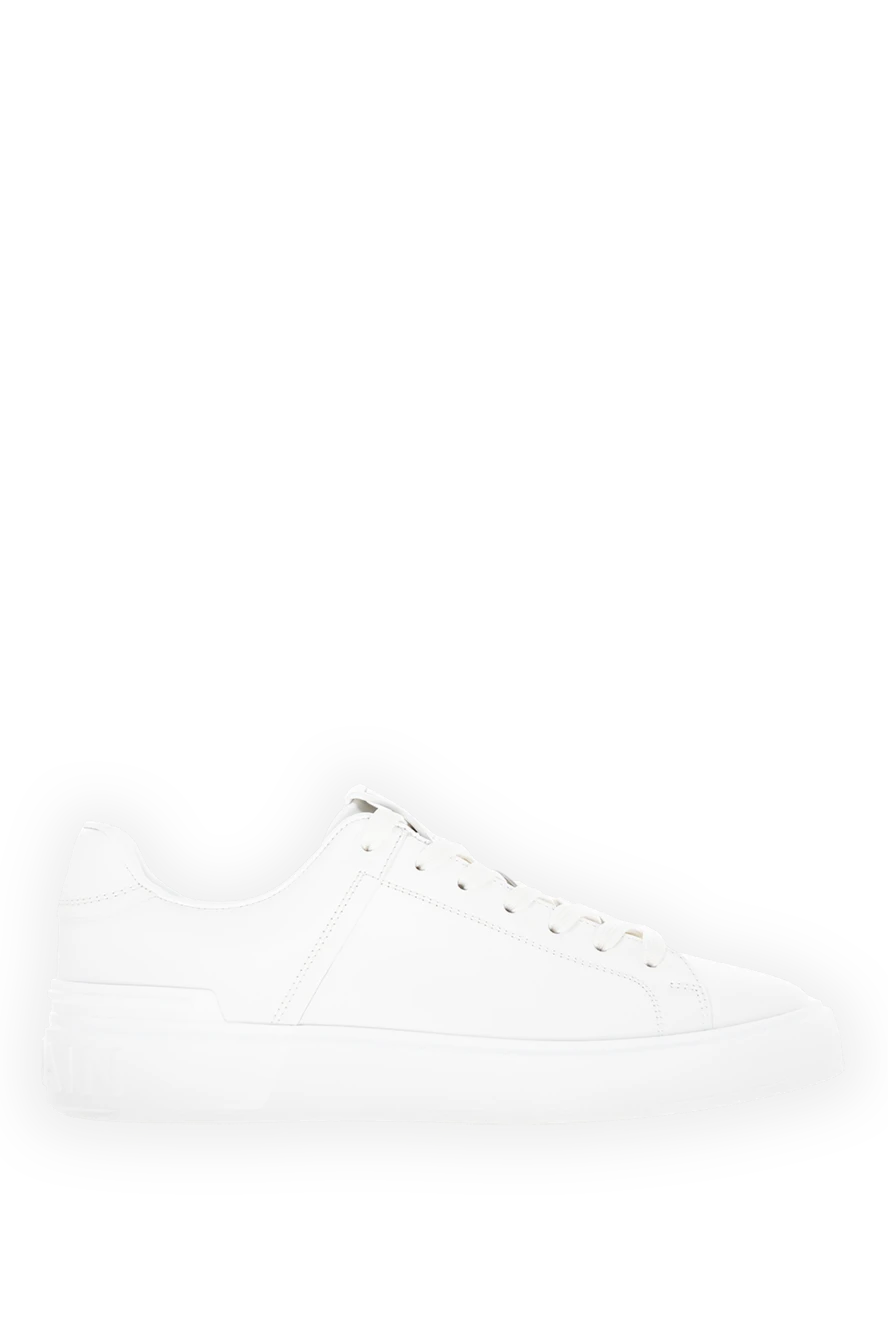 Balmain Women's genuine leather snickers in white - brand logo. 100% genuine leather. Country of manufacture: Italy. Care: specialized cleaning - photo 1