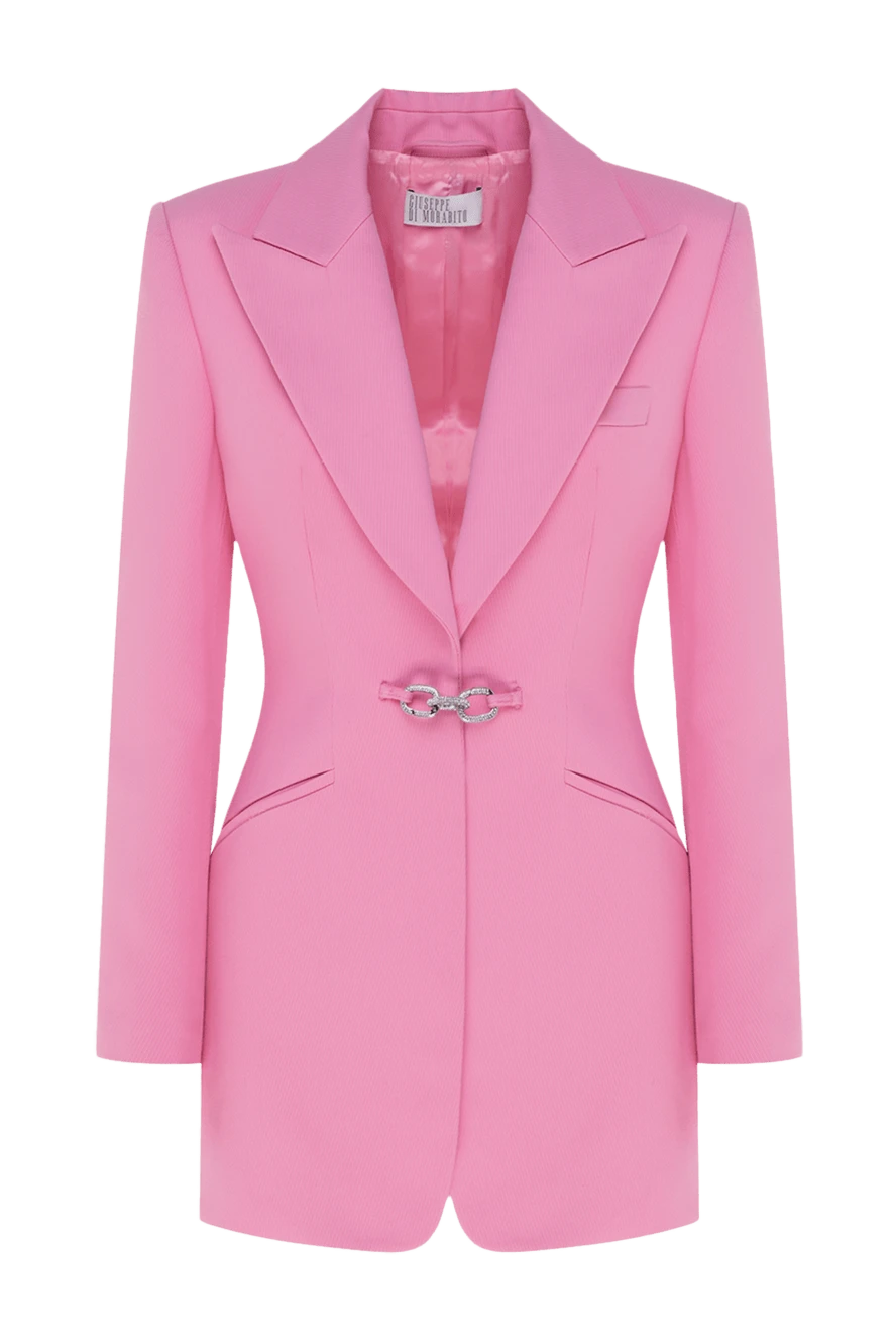 Giuseppe Di Morabito Cotton and linen jacket for women pink - decorative buckle. 70% cotton, 30% linen. Closure: buttons. two side pockets, one chest pocket. Country of manufacture: Italy. Care: specialized cleaning - photo 1