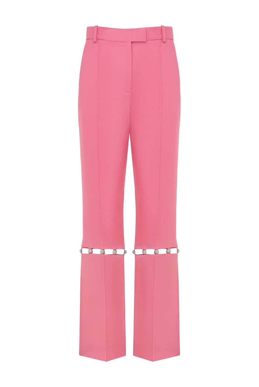 Giuseppe Di Morabito Pants made of cotton and linen for women pink - original rips in the middle of the legs. 70% cotton, 30% linen. Closure: zipper, hook. two side pockets, two back pockets. Country of manufacture: Italy. Care: specialized cleaning - photo 1