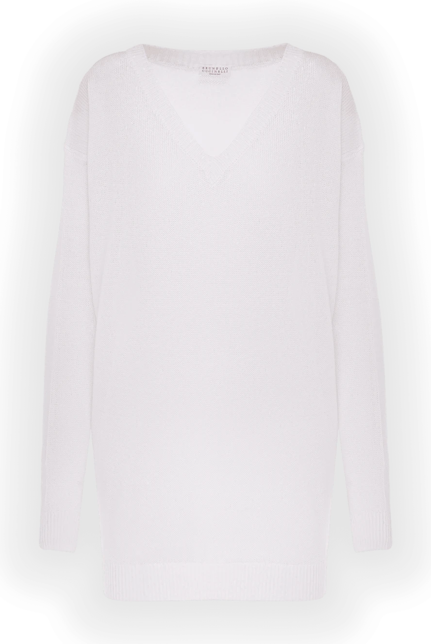 Brunello Cucinelli Linen and silk jumper for women white - 75% linen, 25% silk. Country of manufacture: Italy. Care: specialized cleaning - photo 1