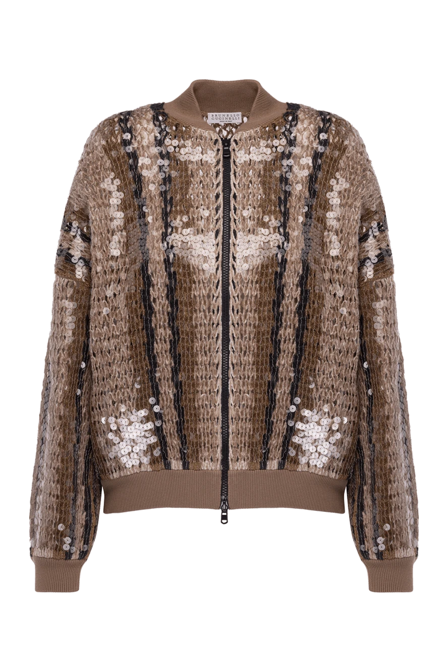 Brunello Cucinelli Кардиган  коричневый женский - абстрактный узор. 55% юта, 35% хлопок, 10% полиамид. молния. Страна производитель: Италия. Уход: специализированная чистка - фото 1