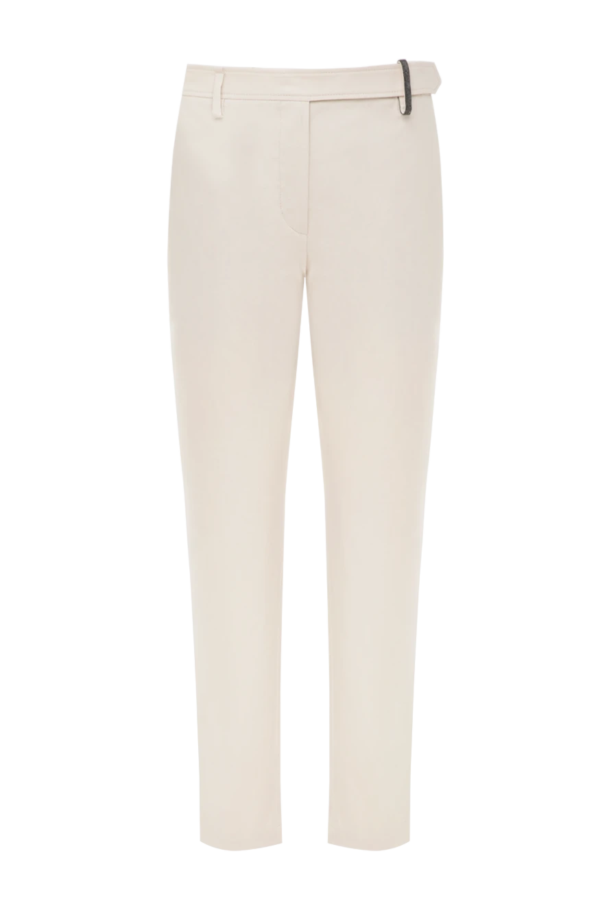Brunello Cucinelli Beige cotton and elastane pants for women - 97% cotton, 3% elastane. buttons, zipper. two side, two back pockets. Country of manufacture: Italy. Care: specialized cleaning - photo 1
