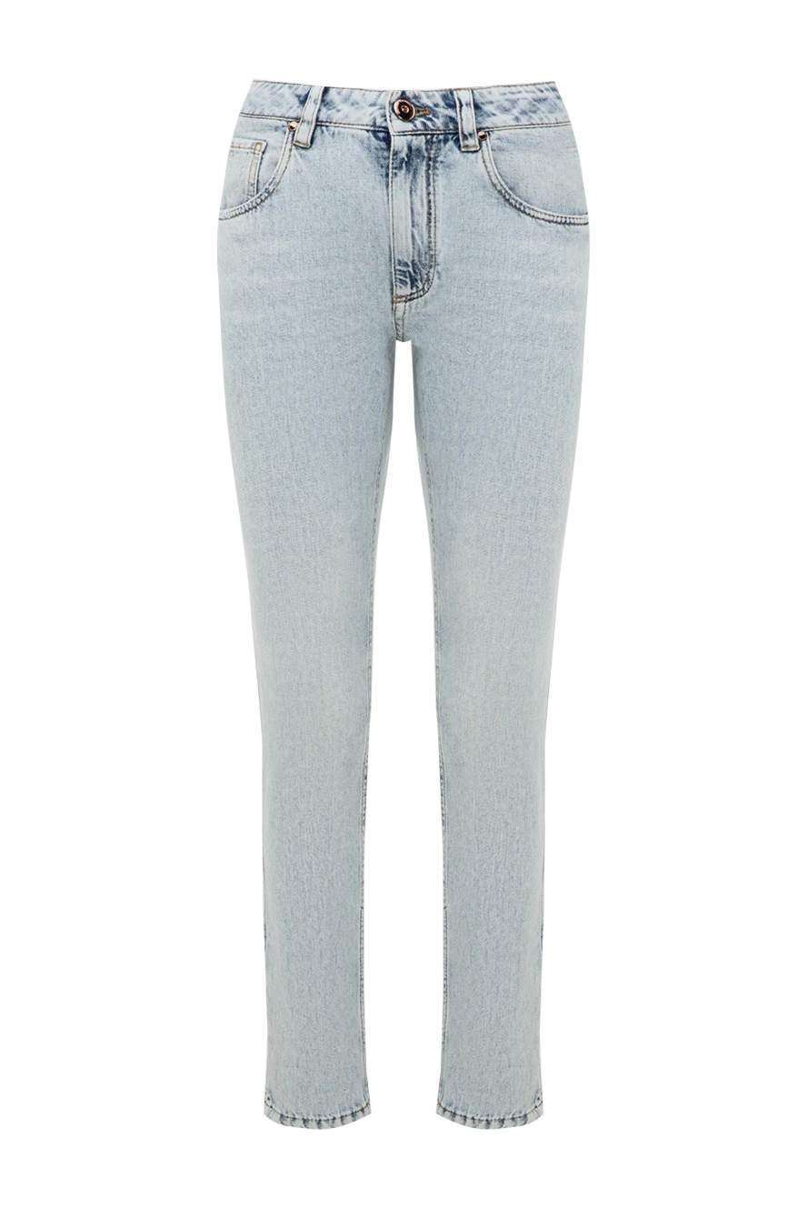 Brunello Cucinelli Джинсы из хлопка женские голубые - обработка Stone wash. 100% хлопок. молния, пуговица. два боковых, два задних кармана. Страна производитель: Италия. Уход: специализированная чистка - фото 1