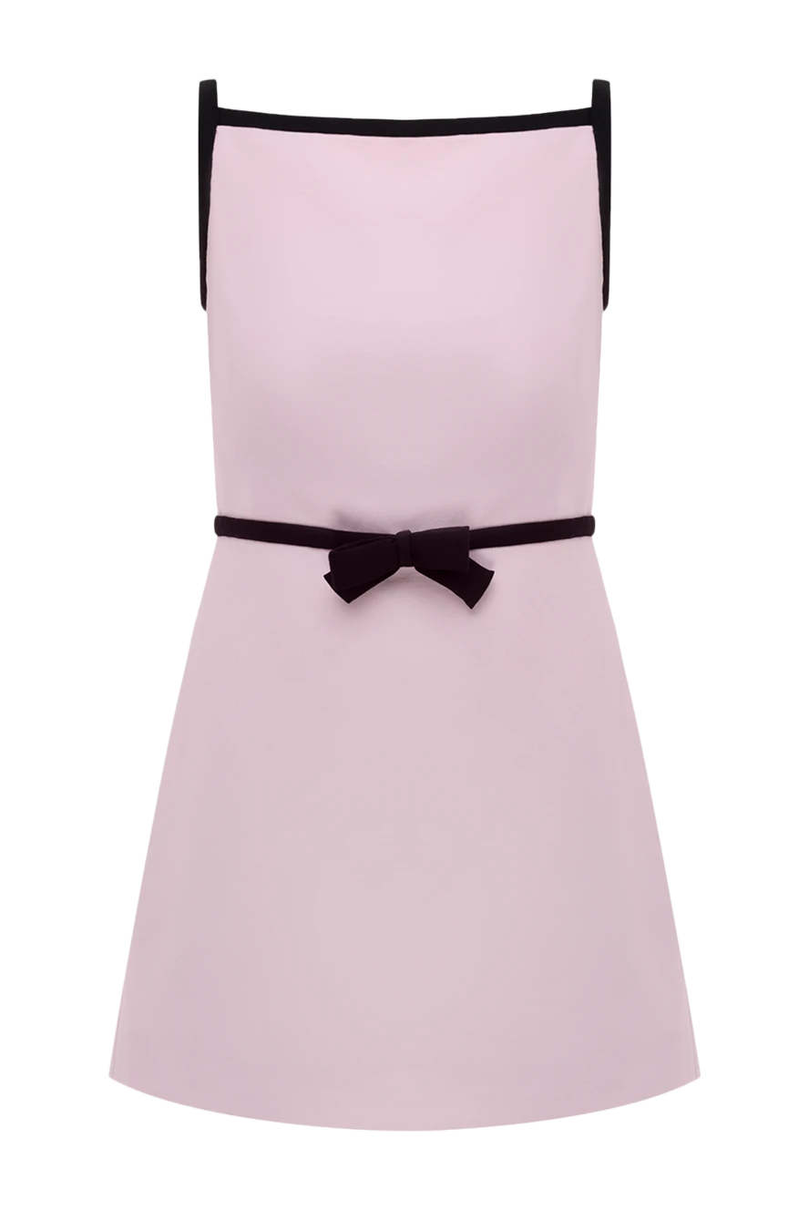 Valentino Платье из шерсти и шелка женское розовое - бант, контрастная окантовка. 65% шерсть, 35% шелк. молния. Страна производитель: Италия. Уход: специализированная чистка - фото 1