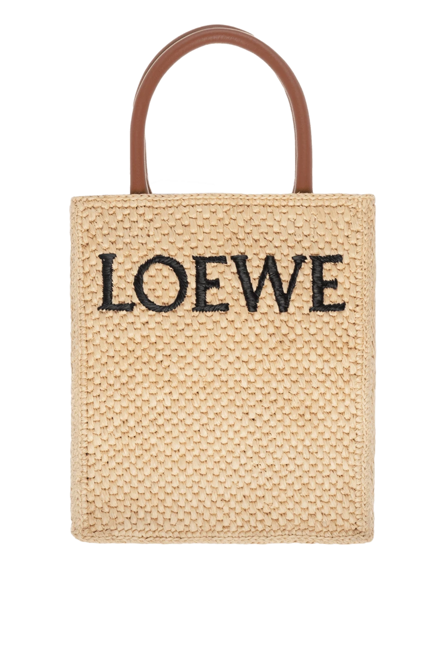 Loewe Сумка повседневная из соломки женская желтая - логотип бренда. 100% соломка. Страна производитель: Испания. Уход: специализированная чистка - фото 1