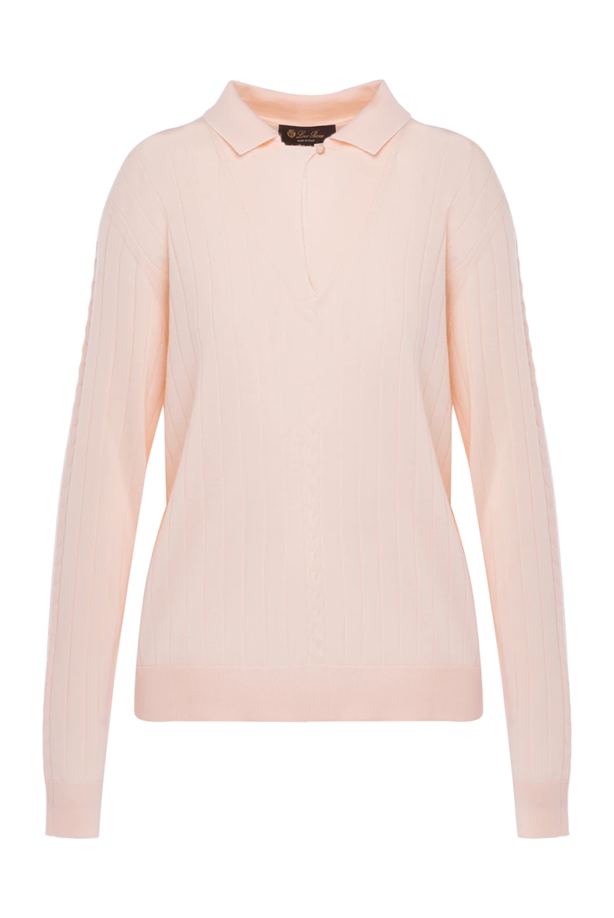 Loro Piana Long sleeve cashmere polo for women pink - 100% cashmere. Country of manufacture: Italy. Care: specialized cleaning - photo 1