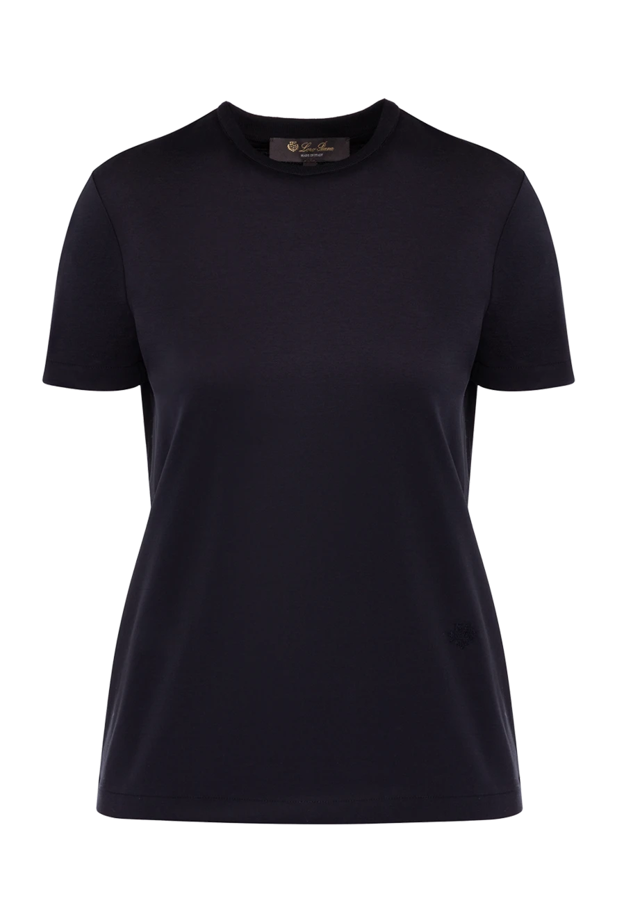 Loro Piana Women's blue T-shirt made of cotton - 100% cotton. Country of manufacture: Italy. Care: specialized cleaning - photo 1