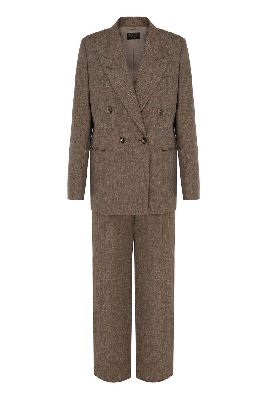 Loro Piana Suit with trousers for women brown - 48% linen, 25% cotton, 21% wool, 6% silk. Closure: buttons. two side pockets, one chest pocket. Country of manufacture: Italy. Care: specialized cleaning - photo 1