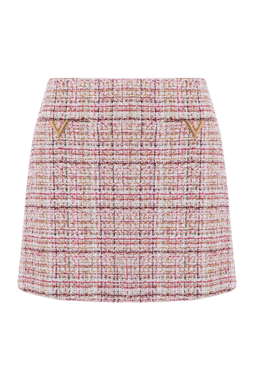 Valentino Mini skirt for women pink - brand logo. 44% viscose, 15% cotton, 14% metallic thread. Closure: zipper. two front pockets. Country of manufacture: Italy. Care: specialized cleaning - photo 1