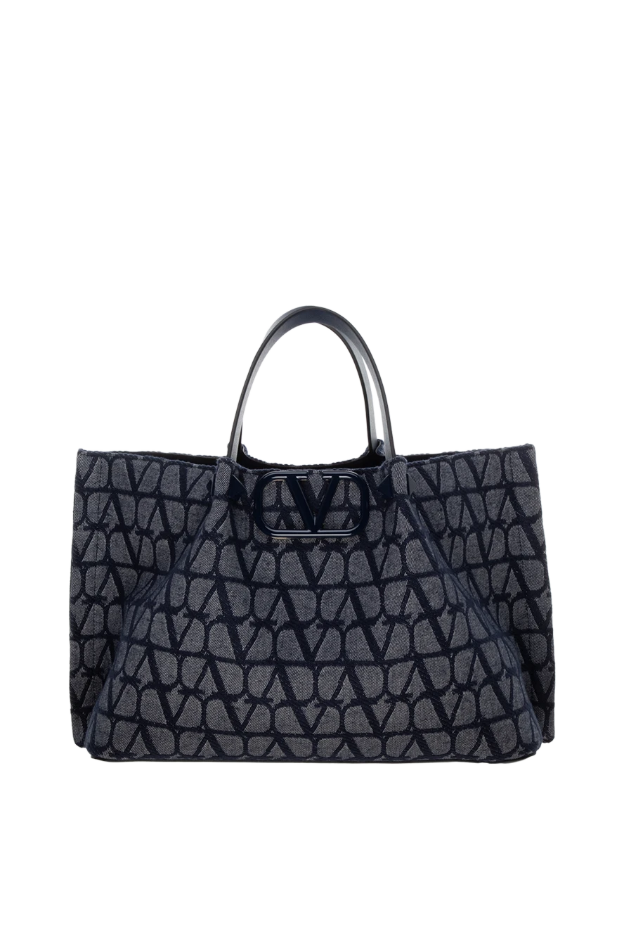 Valentino Women's blue cotton and polyester bag - brand logo pattern. 87% cotton, 13% polyester. Country of manufacture: Italy. Care: specialized cleaning - photo 1