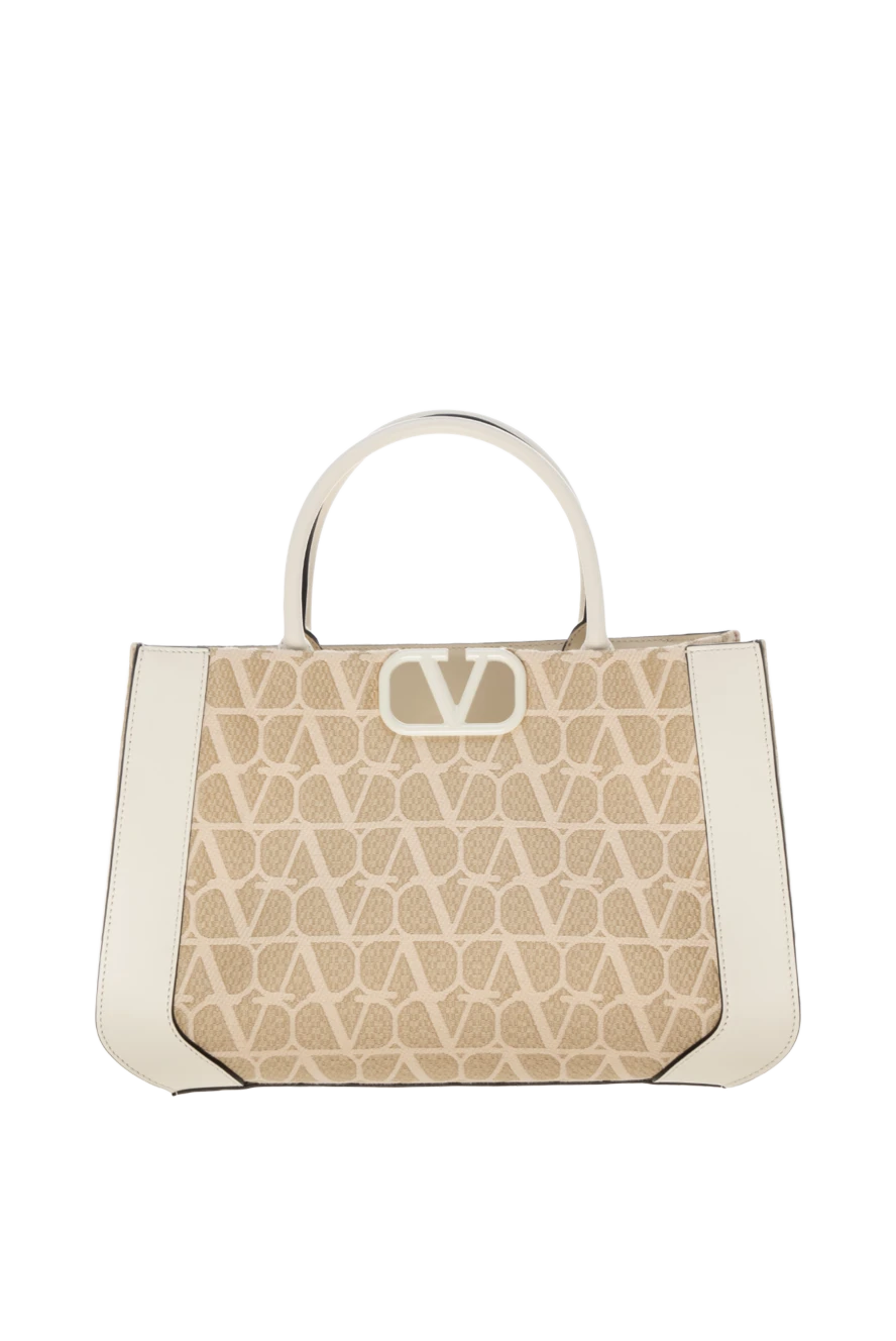 Valentino Women's bag beige - platinum finish fittings.. 64% cotton, 18% polyamide, 15% polyester. magnetic clasp.. inside: one patch pocket. Strap: shoulder strap length: 50cm.. Country of manufacture: Italy. Care: specialized cleaning - photo 1