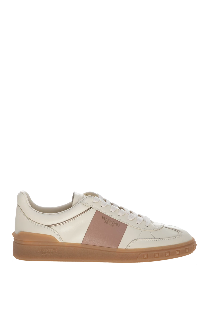 Valentino White women's genuine leather sneakers - brand logo. 100% genuine leather. Country of manufacture: Italy. Care: specialized cleaning - photo 1