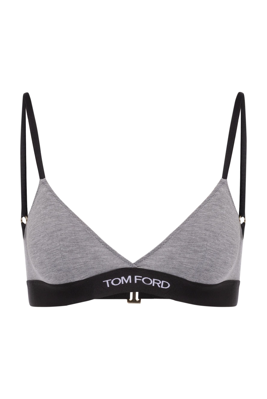 Tom Ford Gray modal and elastane bra with logo - brand logo. 97% modal, 3% elastane. Country of manufacture: Italy. Care: specialized cleaning - photo 1