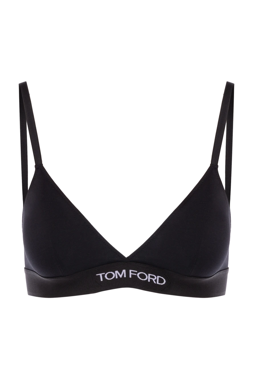 Tom Ford Black modal and elastane bra with logo - brand logo. 97% modal, 3% elastane. Country of manufacture: Italy. Care: specialized cleaning - photo 1