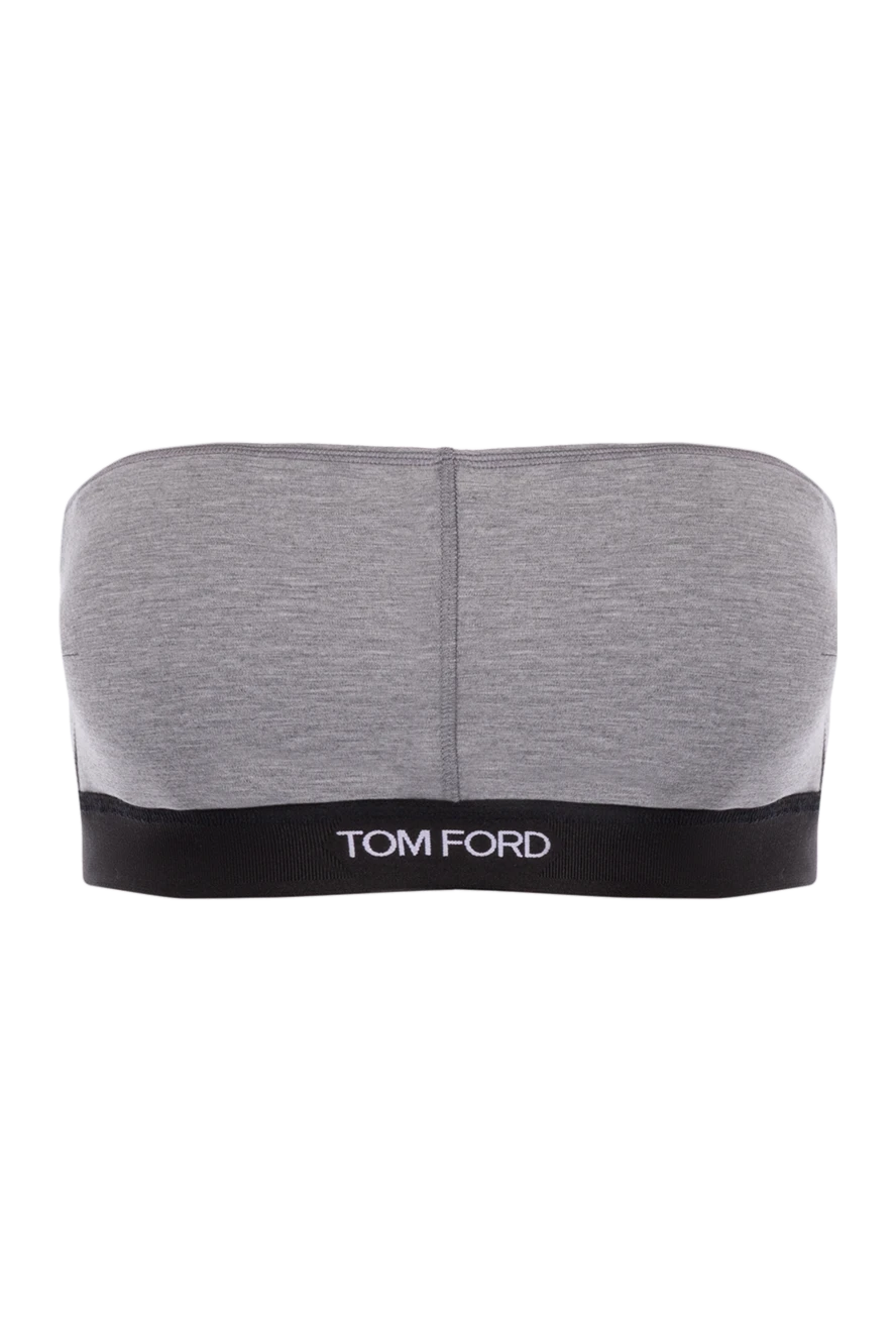 Tom Ford Gray modal and elastane bra with logo - brand logo. 97% modal, 3% elastane. Country of manufacture: Italy. Care: specialized cleaning - photo 1