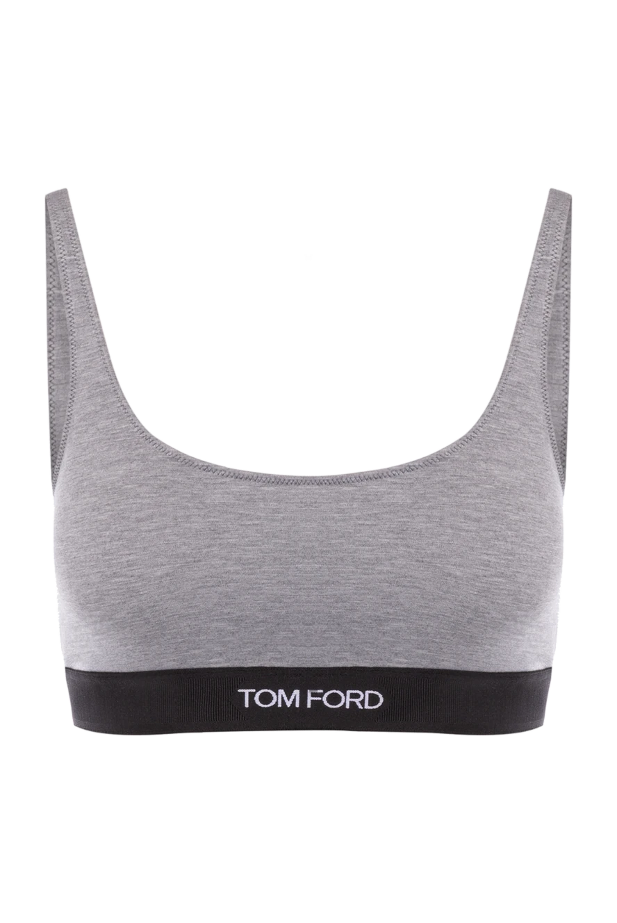 Tom Ford Gray modal and elastane bra with logo - brand logo. 97% modal, 3% elastane. Country of manufacture: Italy. Care: specialized cleaning - photo 1