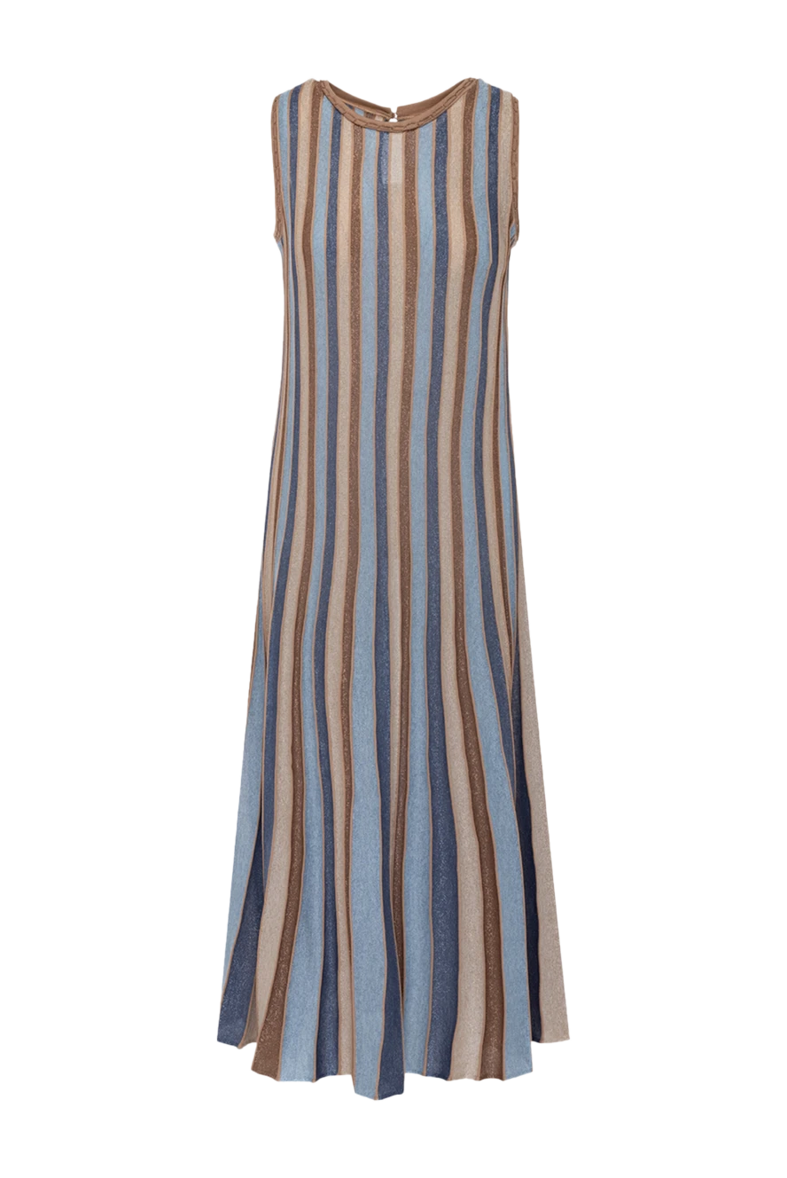 D.Exterior Women's beige striped knitted maxi dress - stripe pattern. 73% viscose, 23% polyester, 4% polyamide. Closure: zipper. Country of manufacture: Italy. Care: specialized cleaning - photo 1