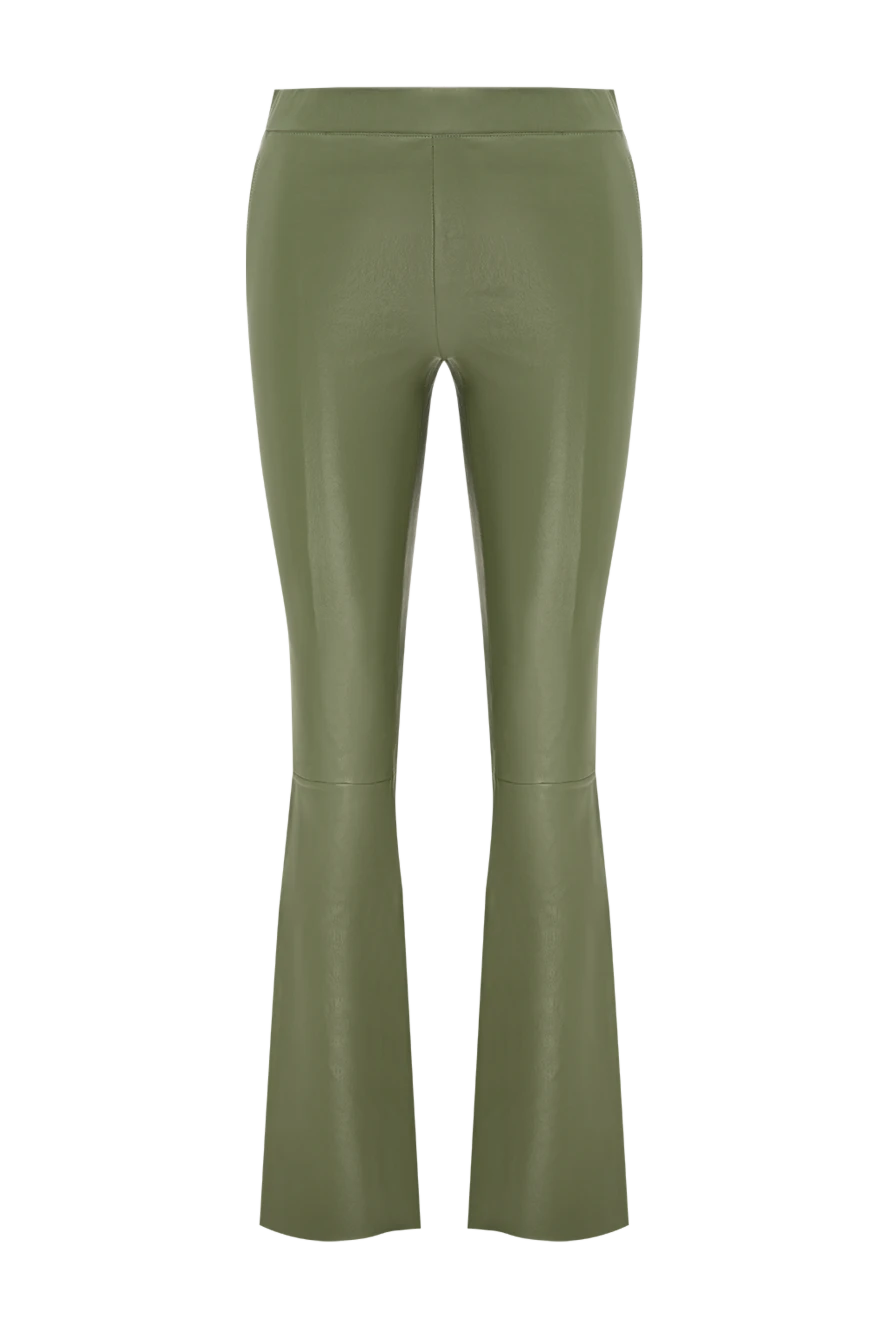 Max&Moi Women's genuine leather trousers green - 100% genuine leather. two front pockets, two back pockets. Country of manufacture: Italy. Care: specialized cleaning - photo 1