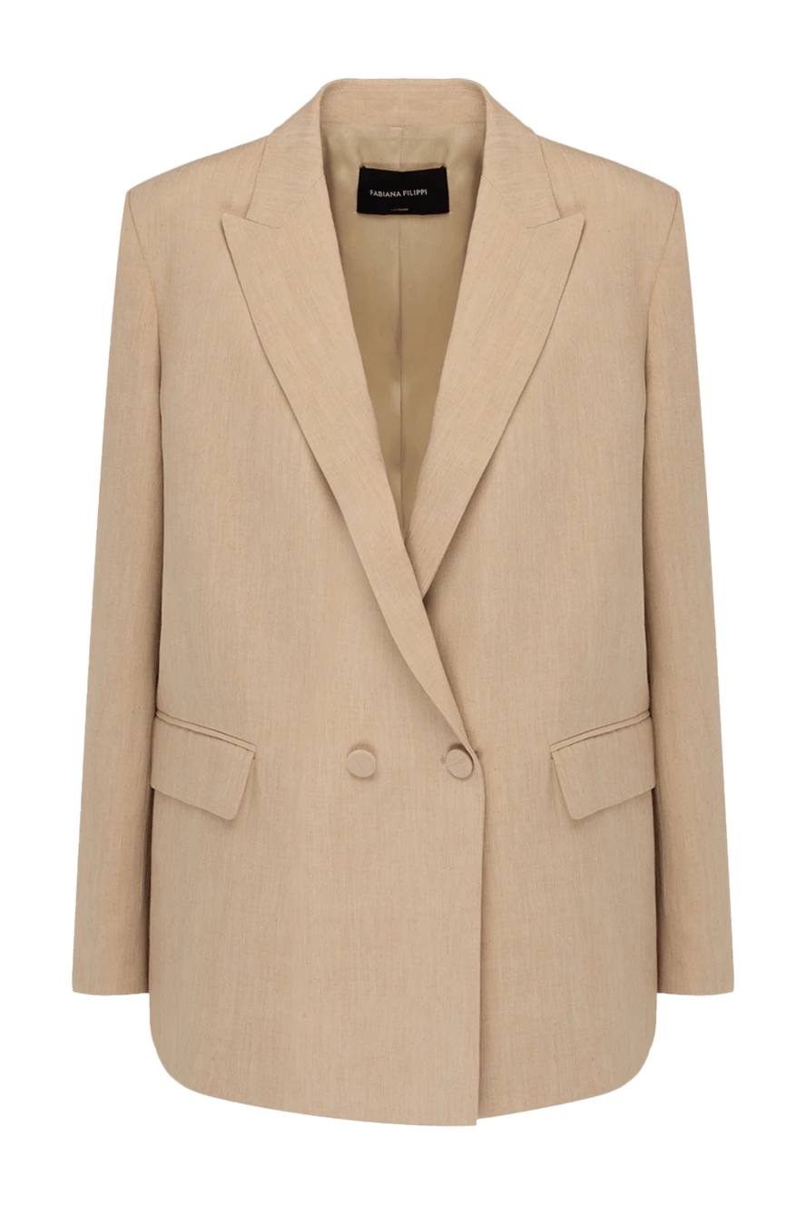 Fabiana Filippi Jacket for women beige - 60% linen, 25% viscose, 14% polyester. Closure: buttons. two side pockets. Country of manufacture: Italy. Care: specialized cleaning - photo 1