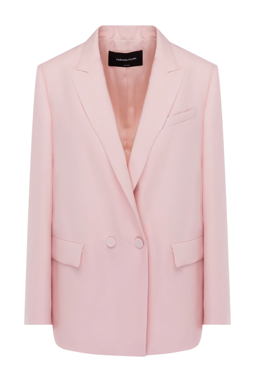 Fabiana Filippi Wool and silk jacket for women pink - 71% wool, 29% silk. Closure: buttons. two side pockets, one chest pocket. Country of manufacture: Italy. Care: specialized cleaning - photo 1