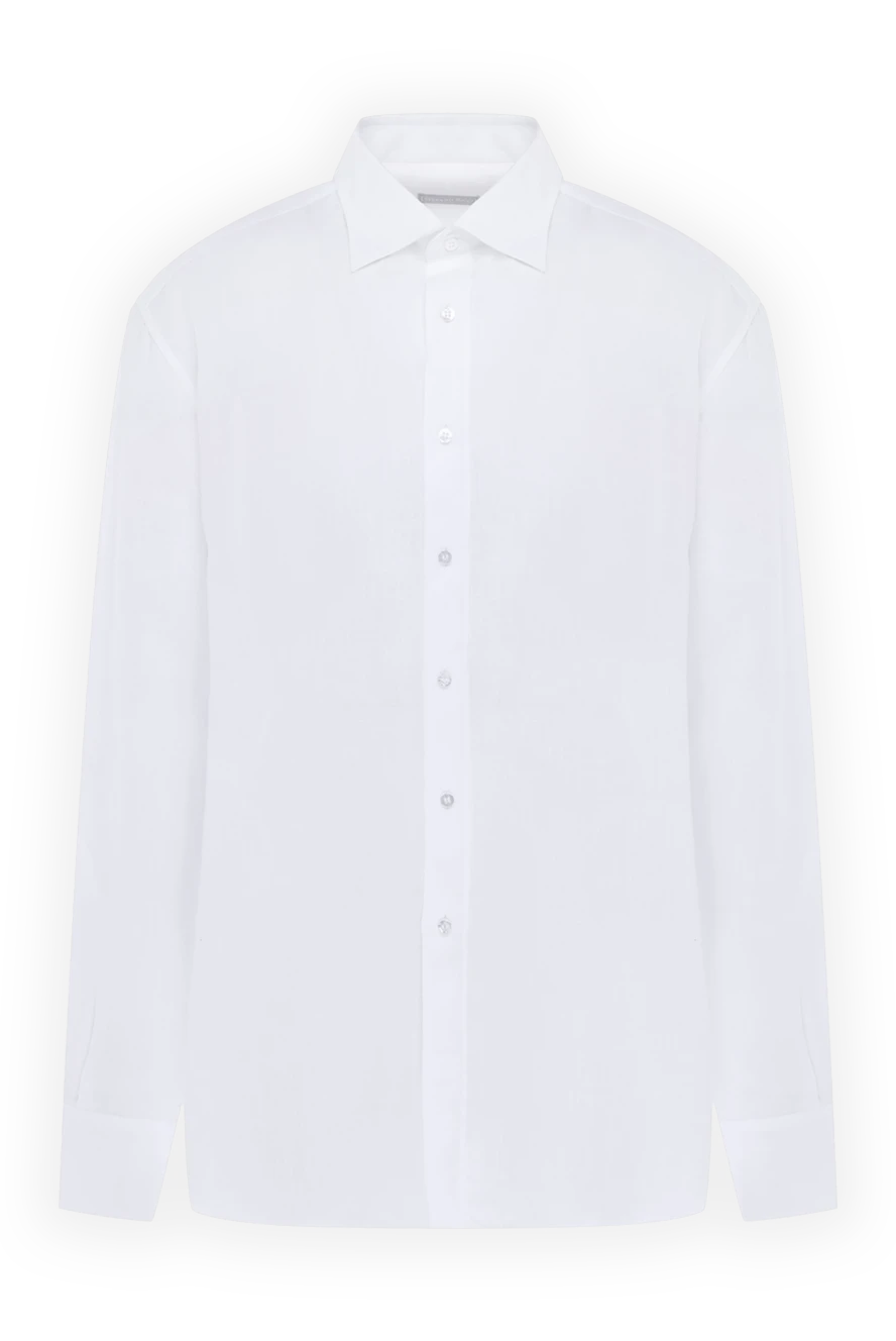 Stefano Ricci Сорочка із льону чоловіча біла - логотип бренду. 100% льон. гудзики. Країна виробник: Італія. Догляд: спеціалізоване чищення - фото 1