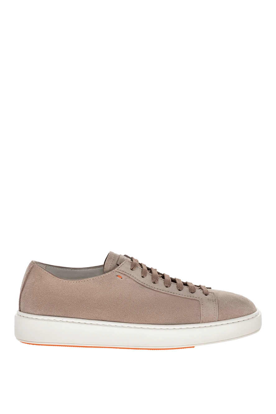 Santoni Beige suede sneakers for men - contrast sole. 100% suede. Closure: laces. Country of manufacture: Italy. Care: specialized cleaning - photo 1