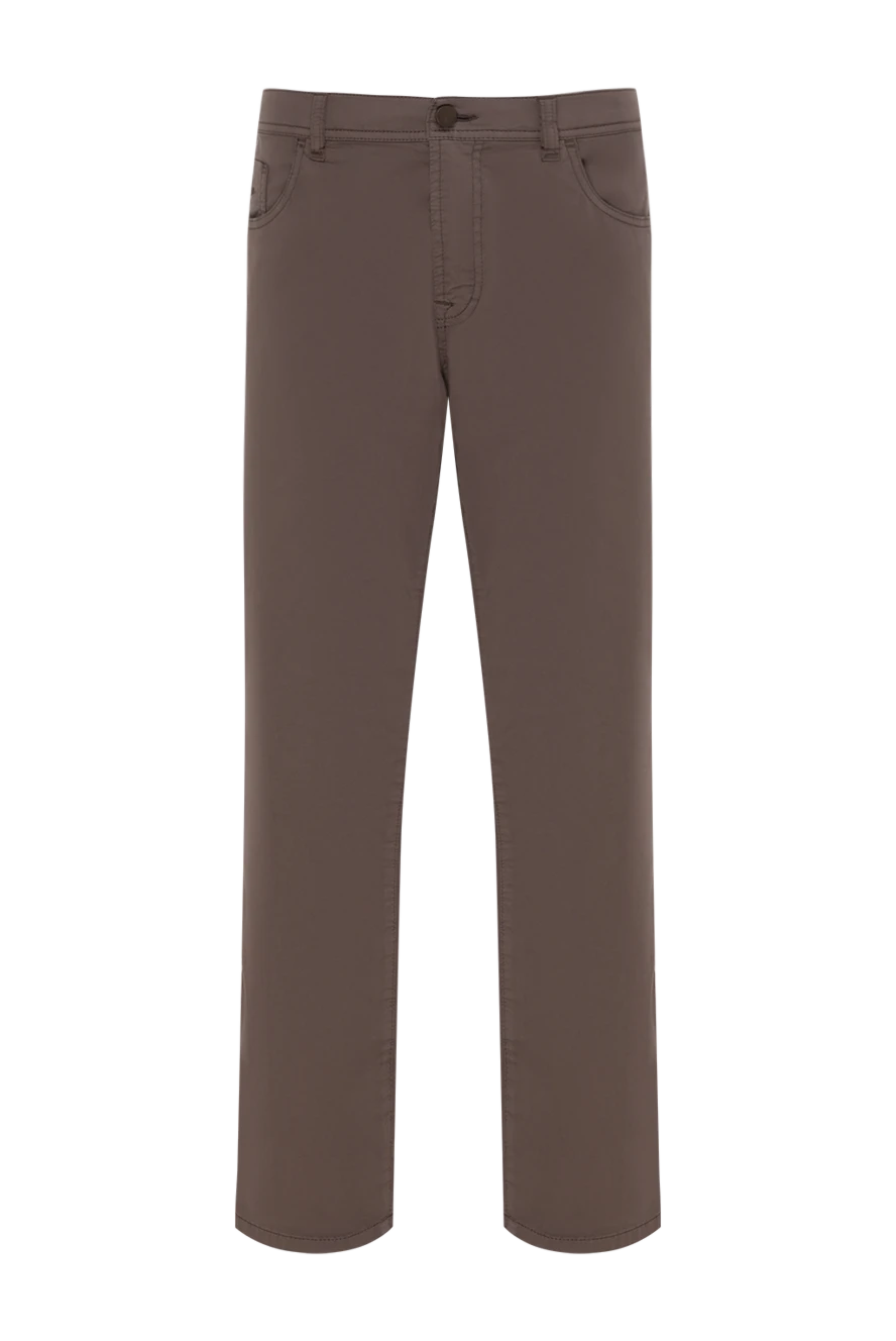 Scissor Scriptor Brown men's jeans with crocodile leather details - details: crocodile leather. 98% cotton, 2% elastane. buttons, zipper. two side pockets, two back pockets. Country of manufacture: Italy. Care: specialized cleaning - photo 1