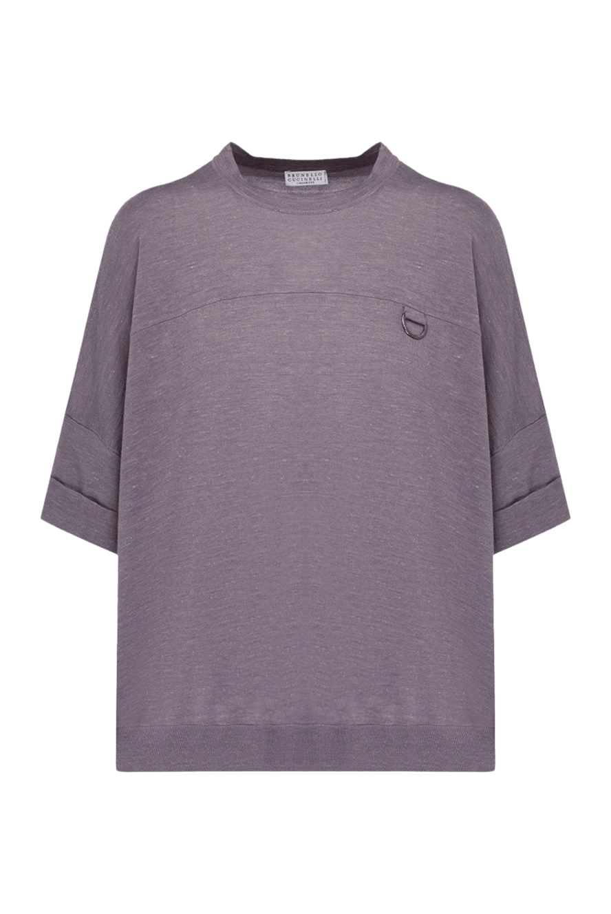 Brunello Cucinelli Блуза женская фиолетовая - логотип бренда. 40% кашемир, 30% шелк, 30% конопля. Страна производитель: Италия. Уход: специализированная чистка - фото 1