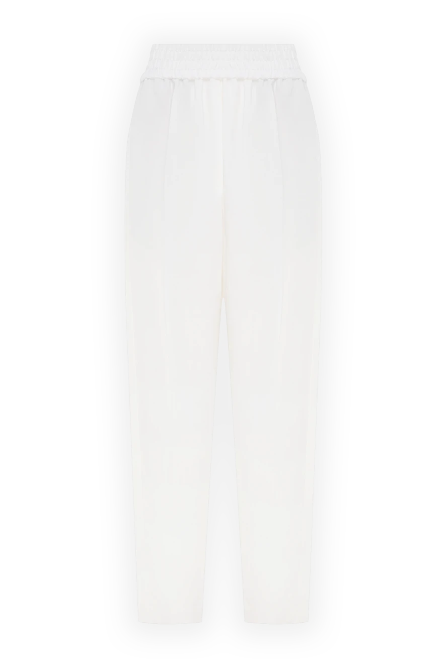 Brunello Cucinelli Pants made of viscose and linen for women white - 73% viscose, 27% linen. two side, two back pockets. Country of manufacture: Italy. Care: specialized cleaning - photo 1