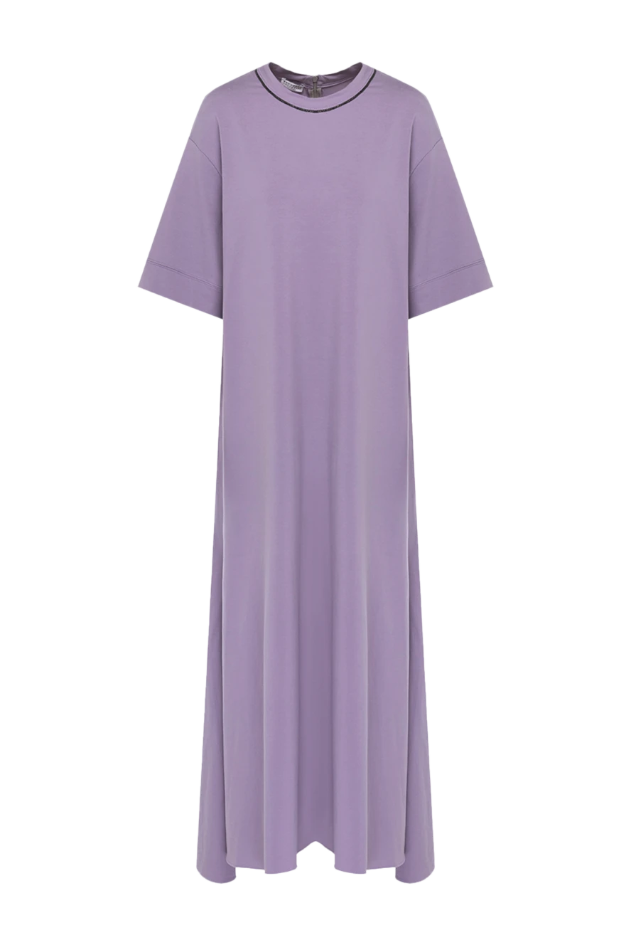 Brunello Cucinelli Dress made of cotton and elastane for women purple - 95% cotton, 5% elastane. Closure: zipper. Country of manufacture: Italy. Care: specialized cleaning - photo 1