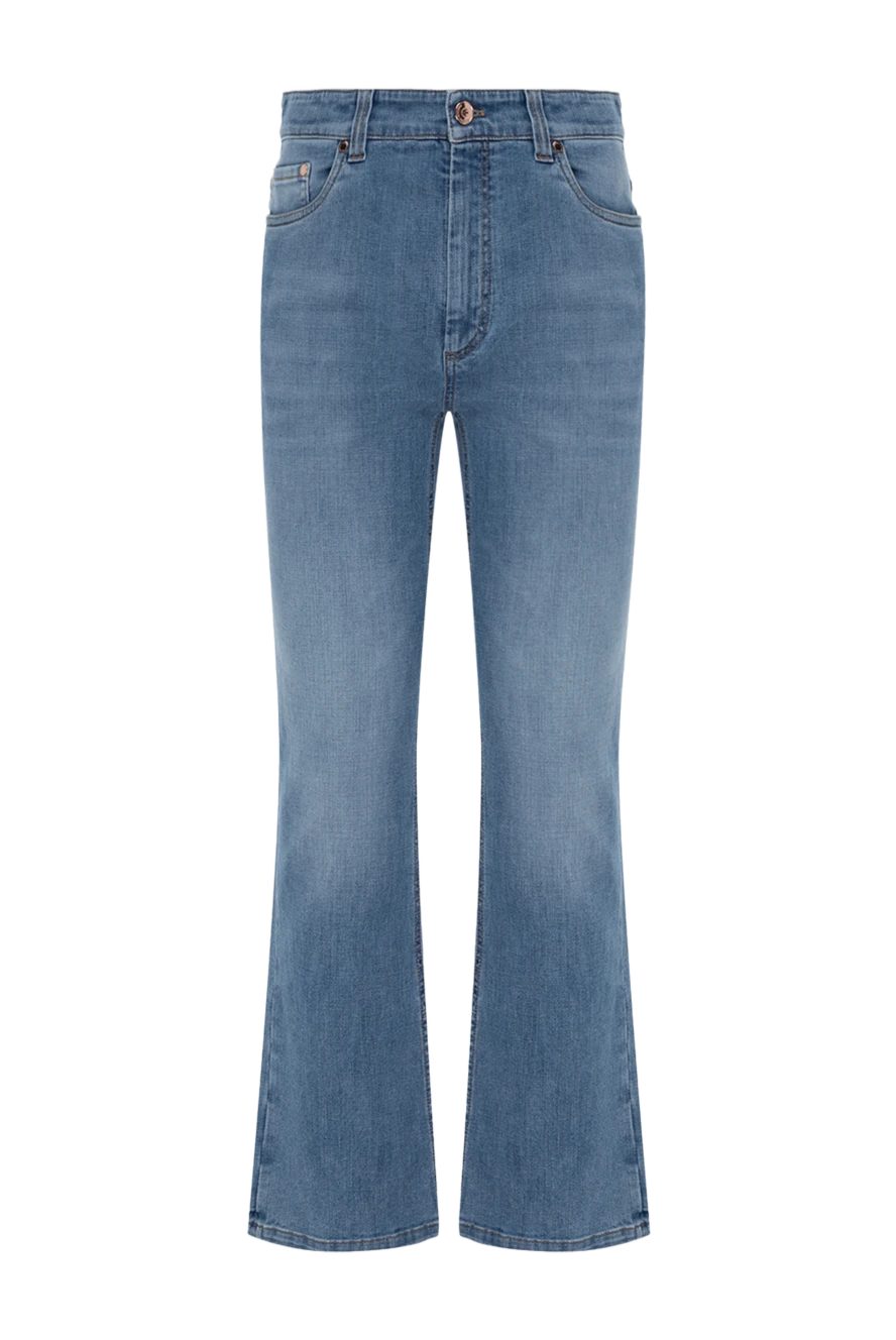 Brunello Cucinelli Джинсы из хлопка и эластана женские синие - эффект потертости. 97% хлопок, 3% эластан. пуговица, молния. два боковых кармана, два задних кармана. Страна производитель: Италия. Уход: специализированная чистка - фото 1