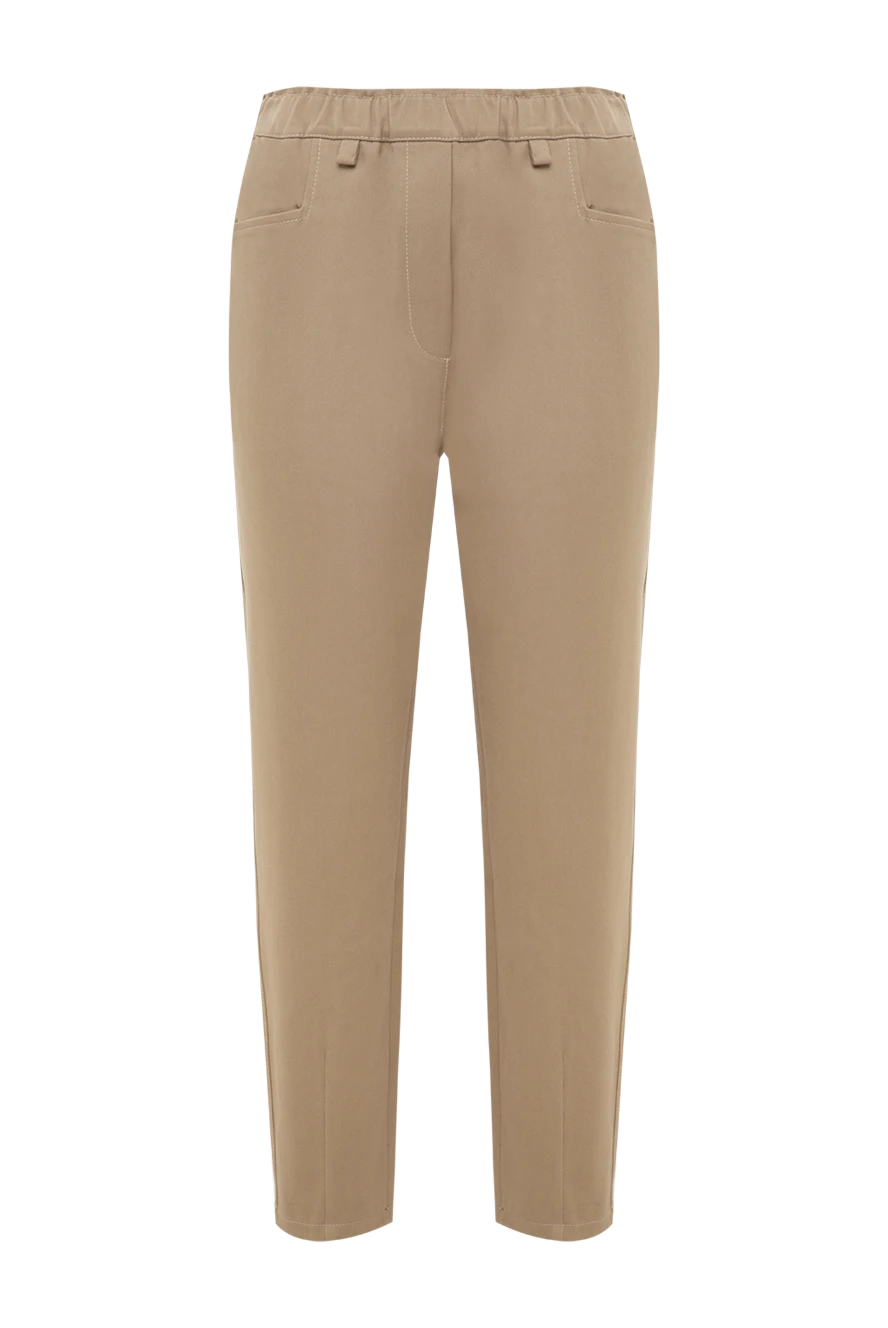 Brunello Cucinelli Брюки из хлопка женские бежевые - 100% хлопок. молния. два боковых, два задних кармана. Страна производитель: Италия. Уход: специализированная чистка - фото 1