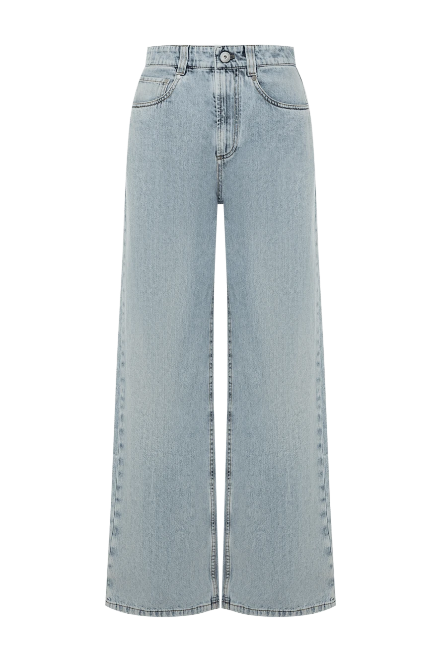 Brunello Cucinelli Джинсы из хлопка женские голубые - обработка Stone wash. 100% хлопок. молния, пуговица. два боковых, два задних кармана. Страна производитель: Италия. Уход: специализированная чистка - фото 1