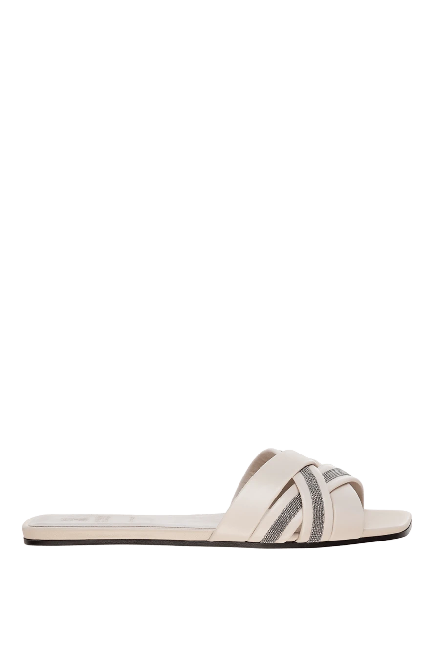 Brunello Cucinelli Flip flops made of genuine leather for women beige - 100% genuine leather. buckle. Country of manufacture: Italy. Care: specialized cleaning - photo 1