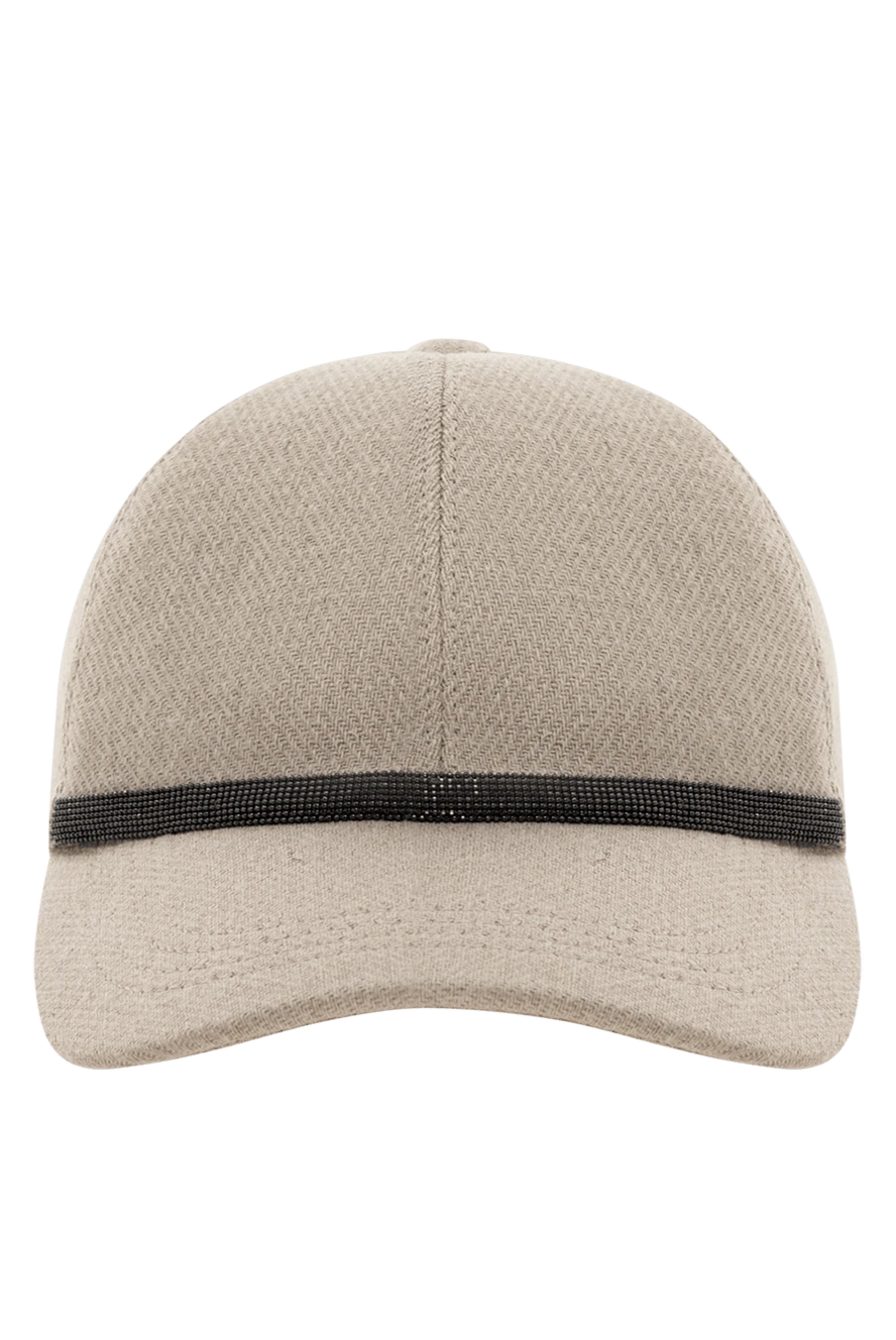 Brunello Cucinelli Beige linen and cotton cap for women - contrasting ribbon. 90% linen, 10% cotton. Country of manufacture: Italy. Care: specialized cleaning - photo 1