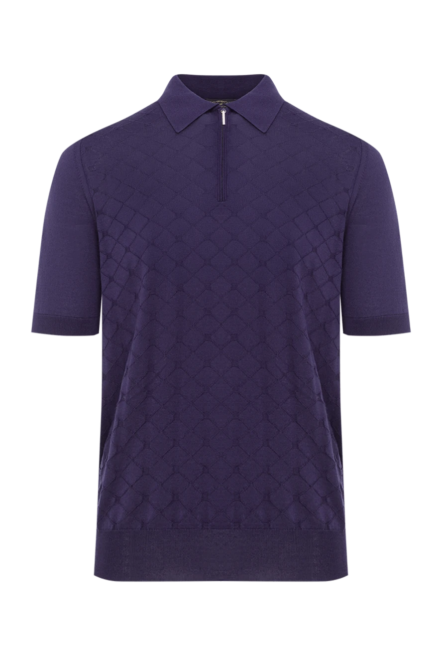 Cesare di Napoli Чоловіче синє шовкове поло - 100% шовк. блискавка. Країна виробник: Італія. Догляд: спеціалізоване чищення - фото 1