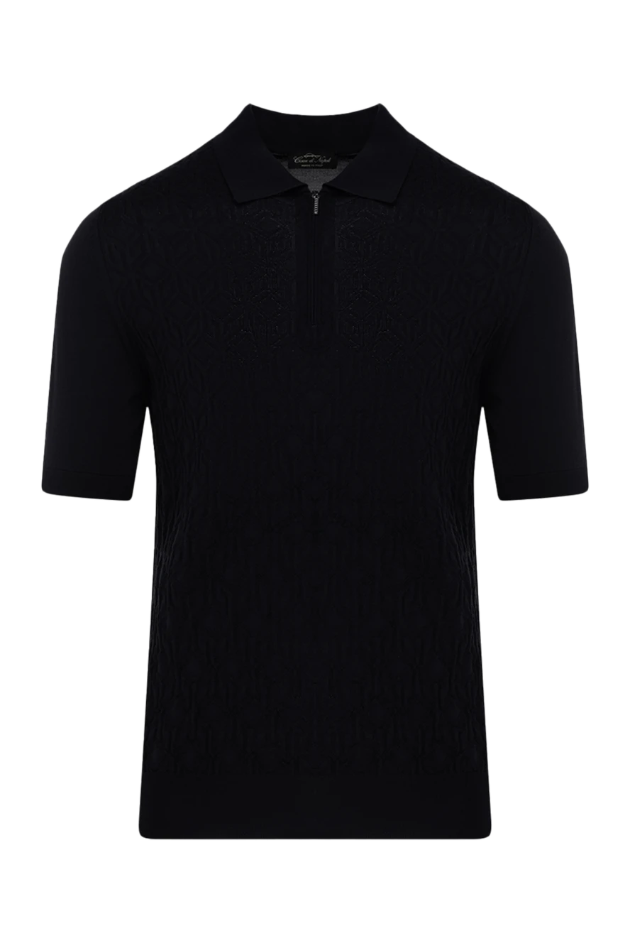 Cesare di Napoli Men's black silk polo - 100% silk. Closure: zipper. Country of manufacture: Italy. Care: specialized cleaning - photo 1