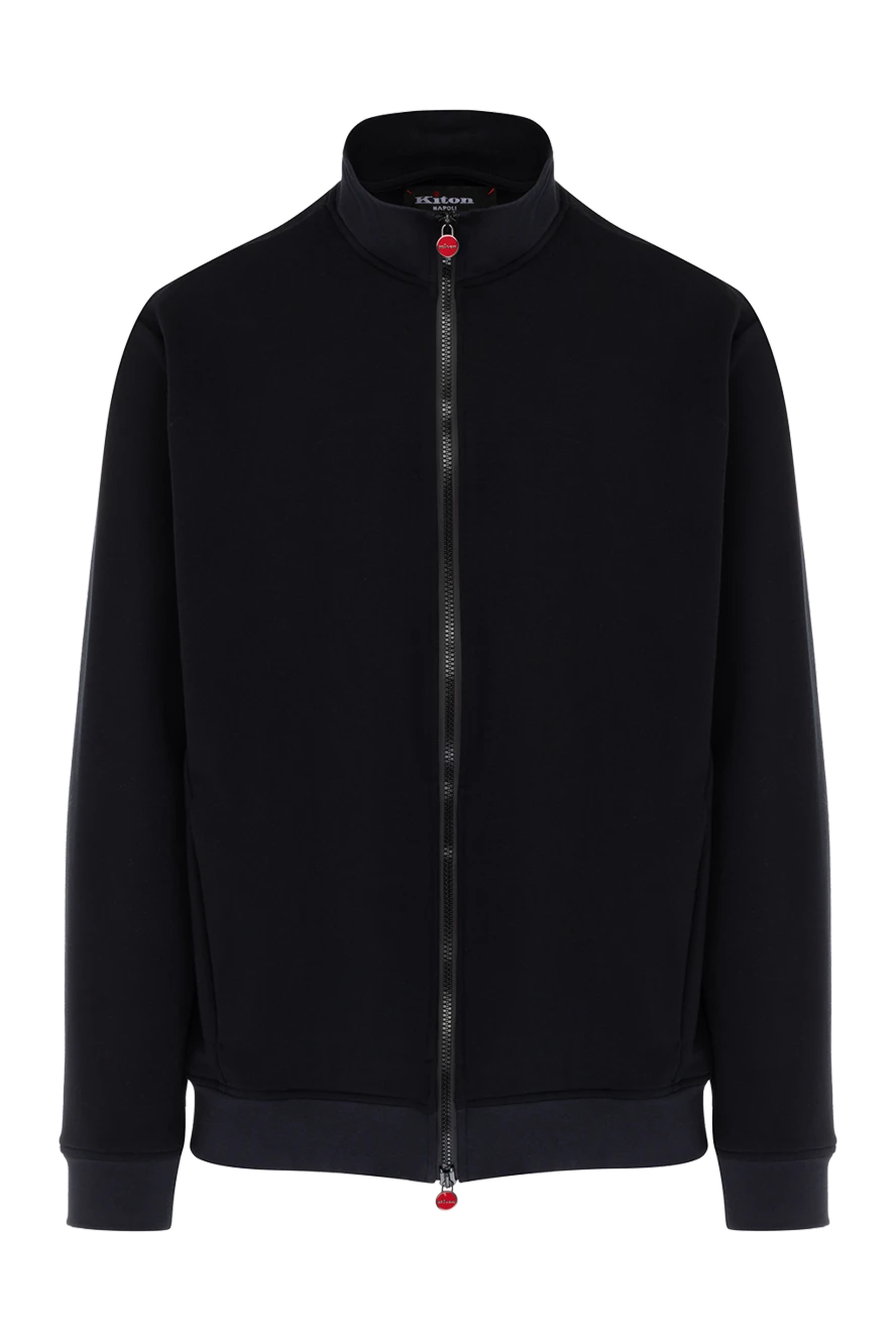 Kiton Black men's sweatshirt made of cotton and elastane - brand logo. 66% cotton, 34% polyamide. Closure: zipper. side pockets. Country of manufacture: Italy. Care: specialized cleaning - photo 1